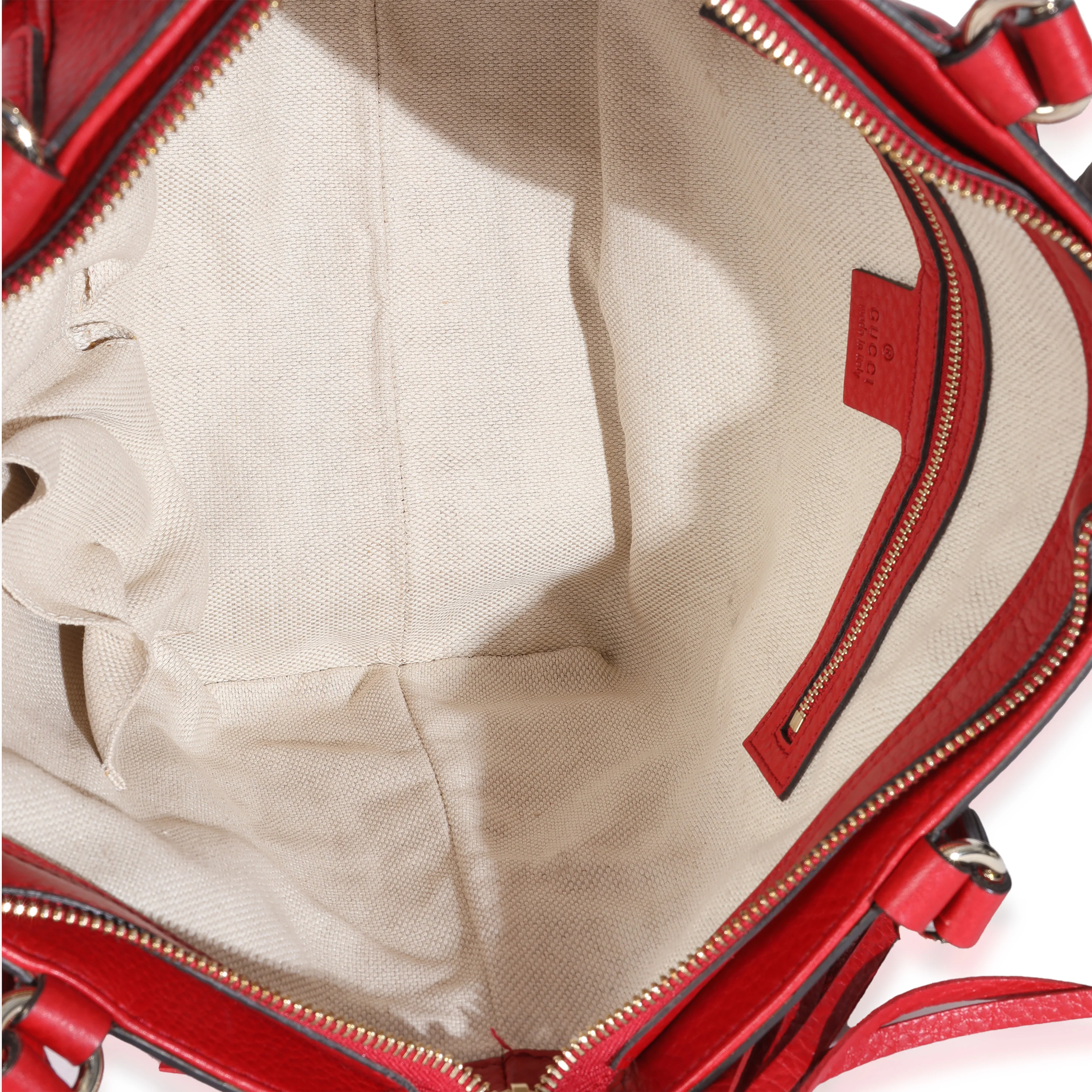 Red Pebbled Calfskin Small Soho Top Handle Bag - Image 9