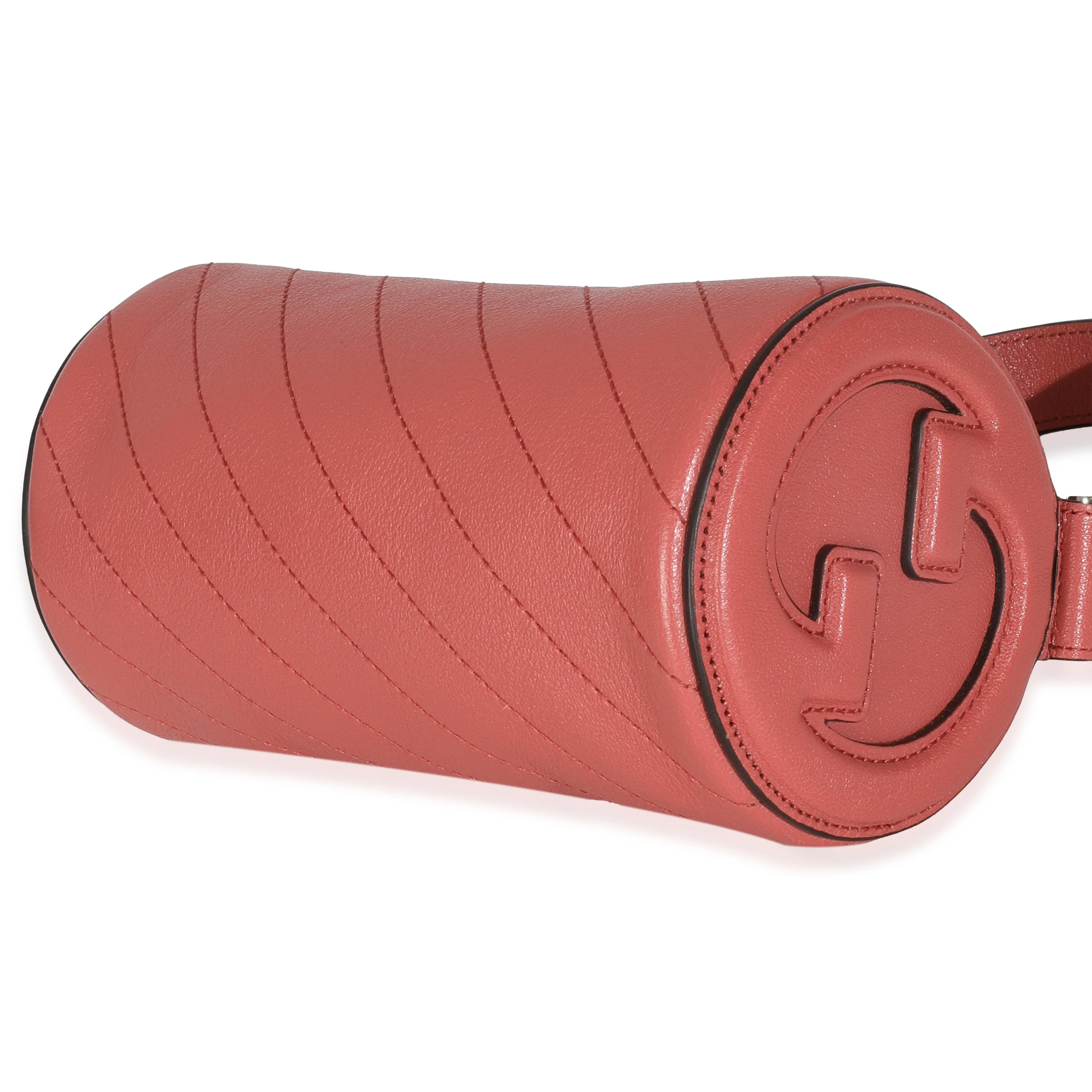 Pink Diagonal Quilted Calfskin Mini Blondie Barrel Bag - Image 7