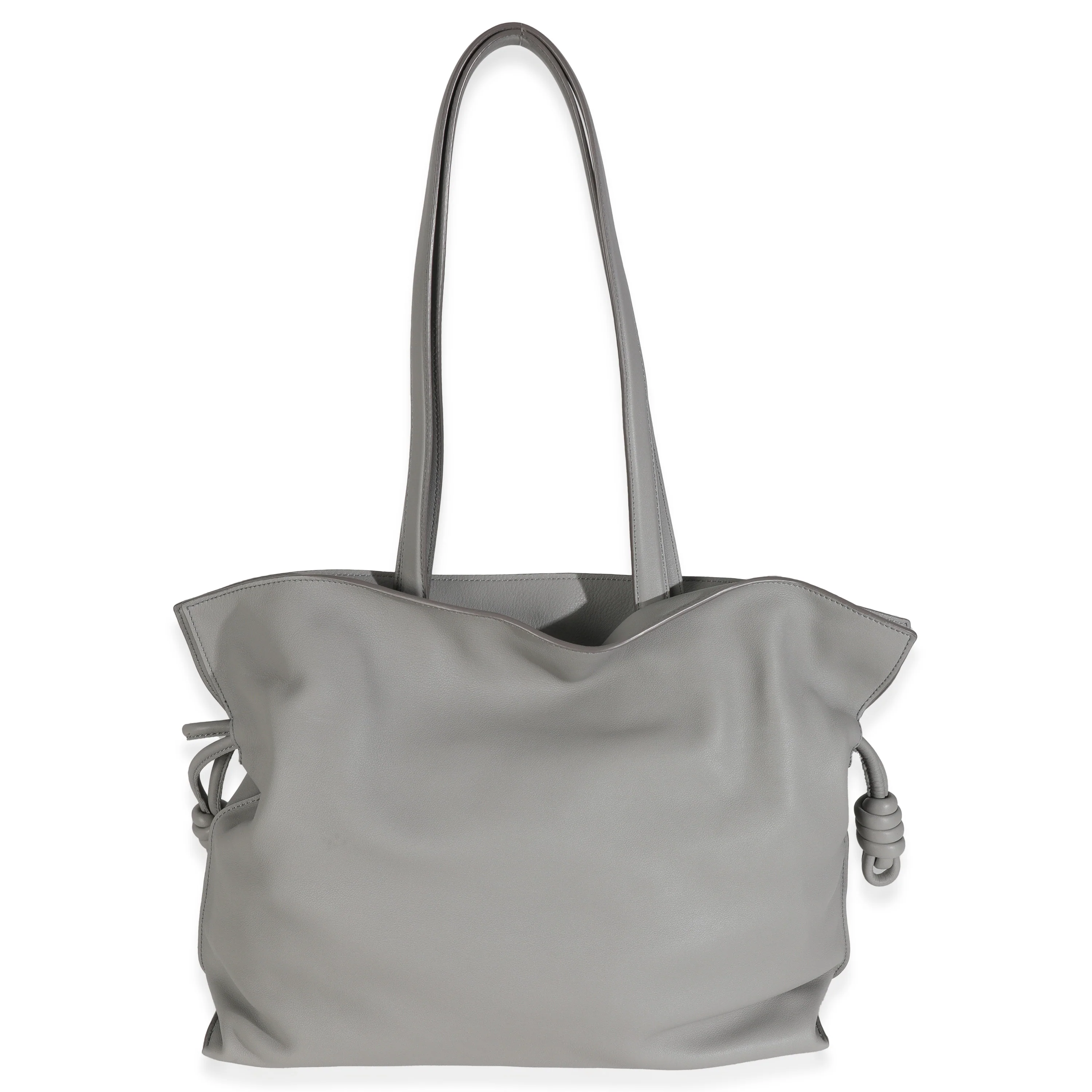 Pearl Grey Nappa Calfskin Large Flamenco Knot Hobo - Image 4