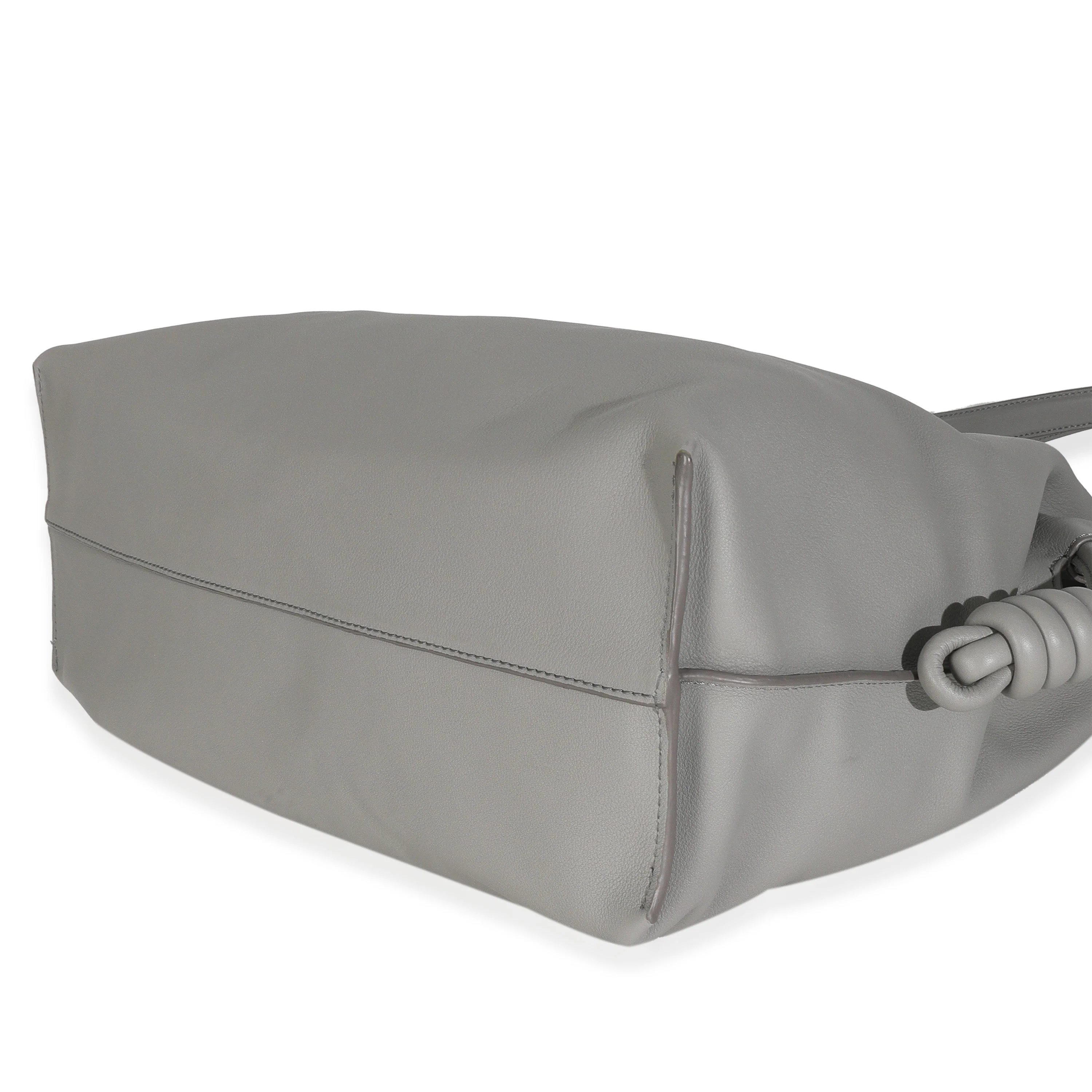 Pearl Grey Nappa Calfskin Large Flamenco Knot Hobo - Image 7