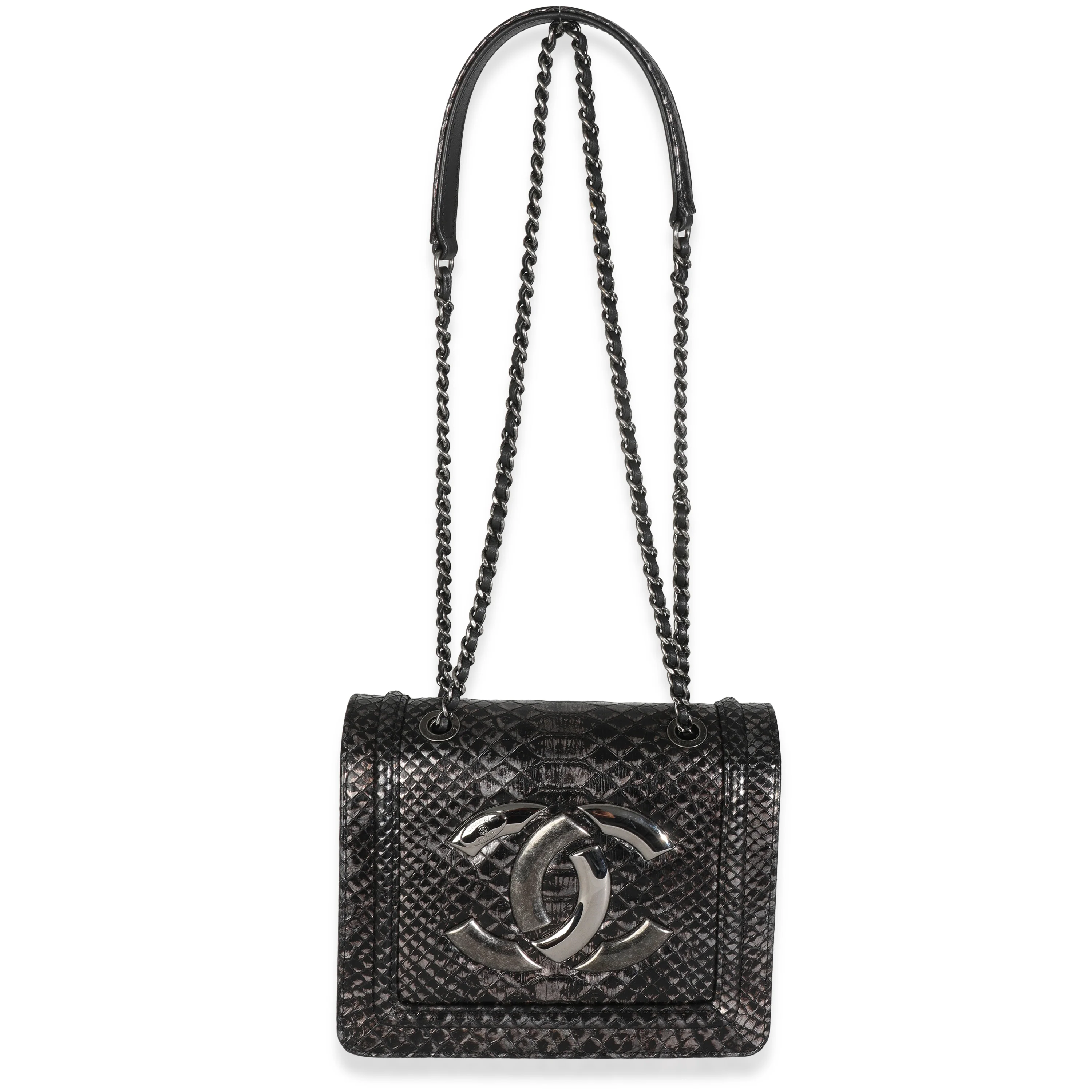 Silver Ombre Python Antico Flap Bag - Image 8