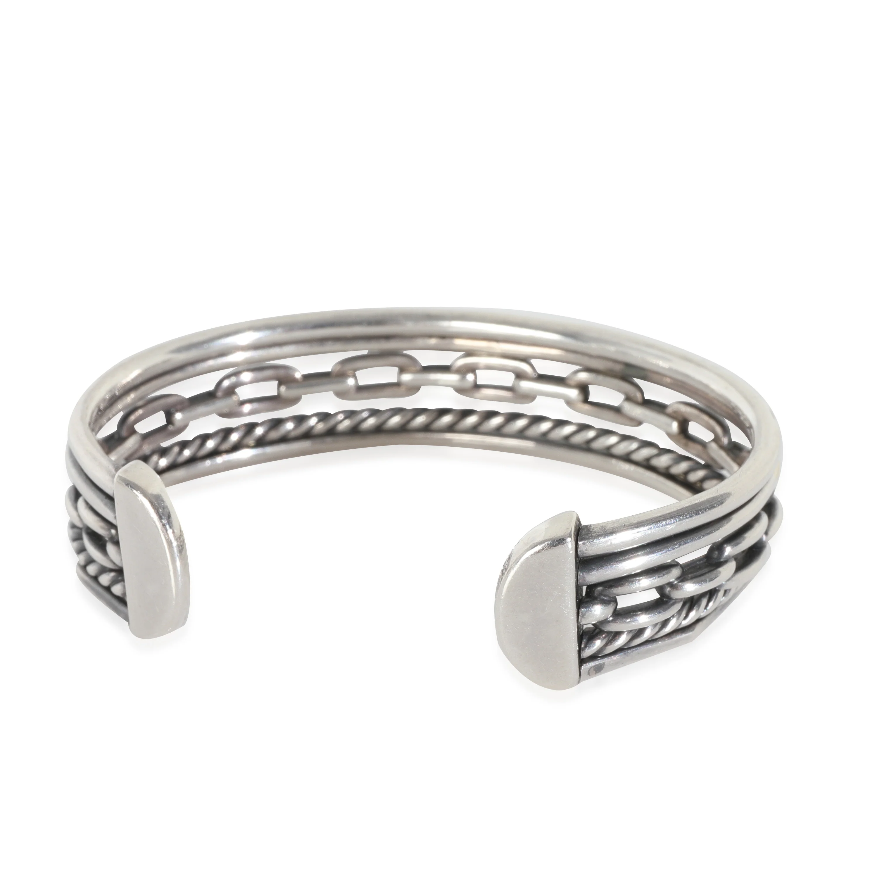 Yellow Gold & Sterling Silver Diamond Stax 5 Row Cuff Bracelet - Image 4