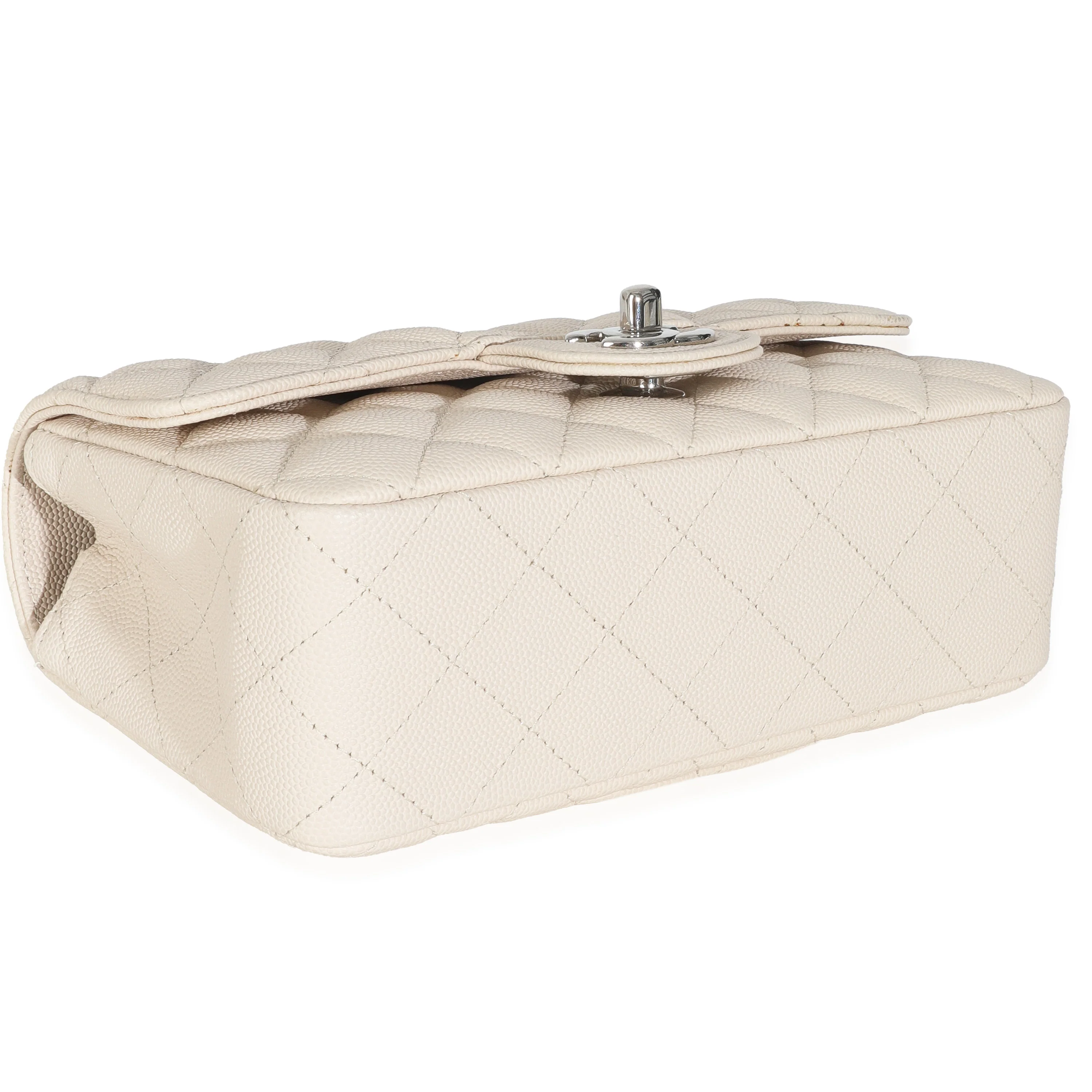18C Beige Quilted Caviar Mini Rectangular Flap Bag - Image 5