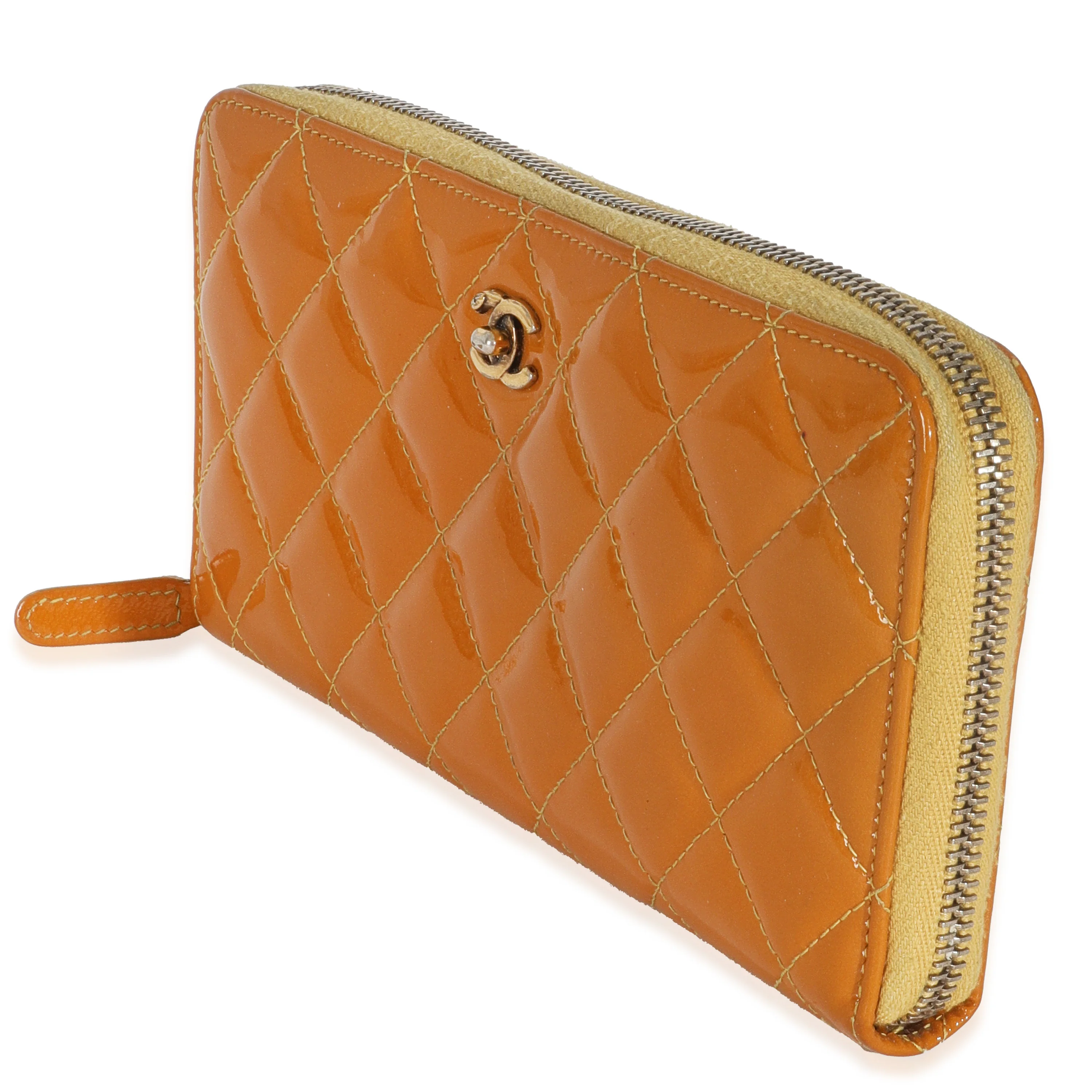 Yellow Quilted Patent Brilliant Zip Around Wallet - Image 2