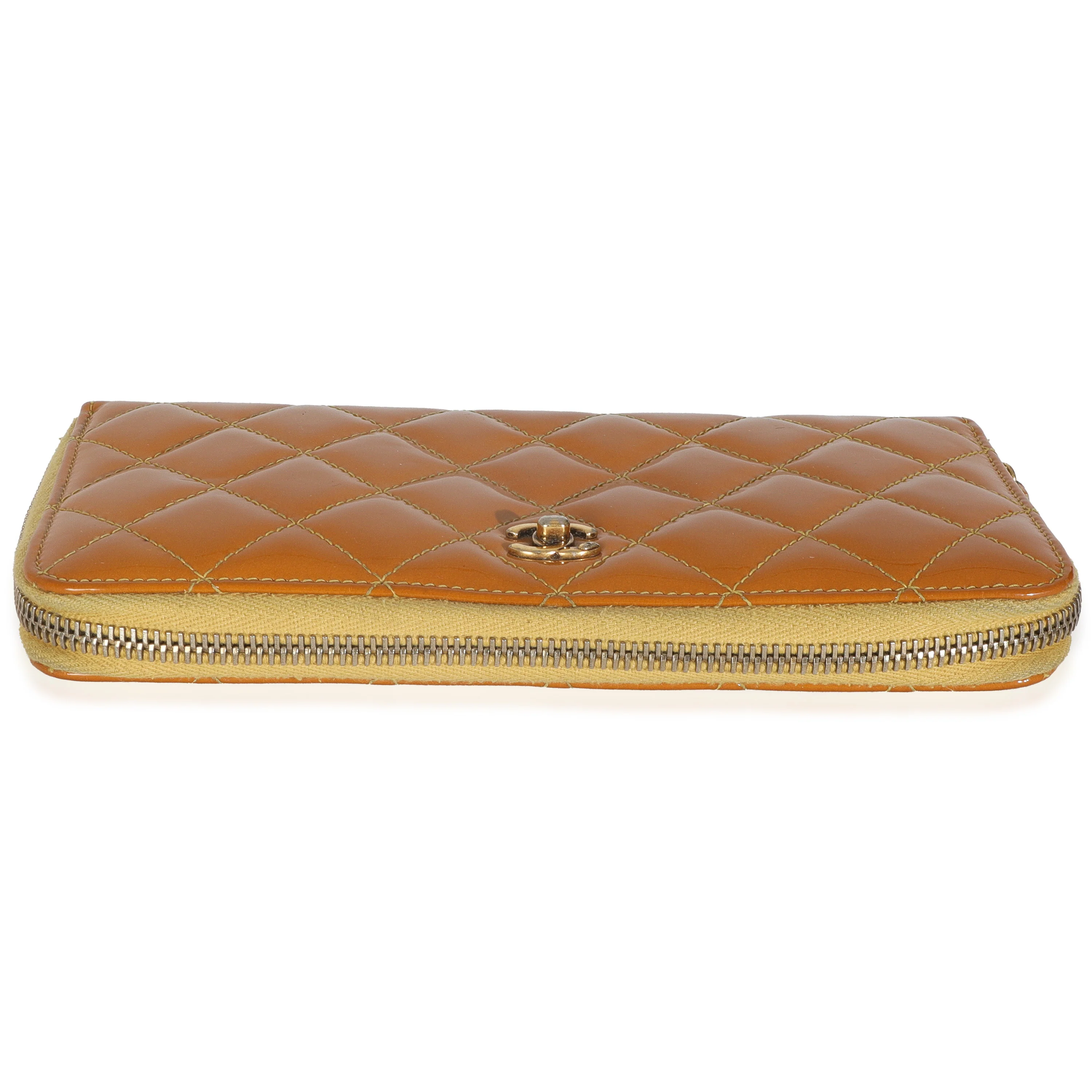 Yellow Quilted Patent Brilliant Zip Around Wallet - Image 5