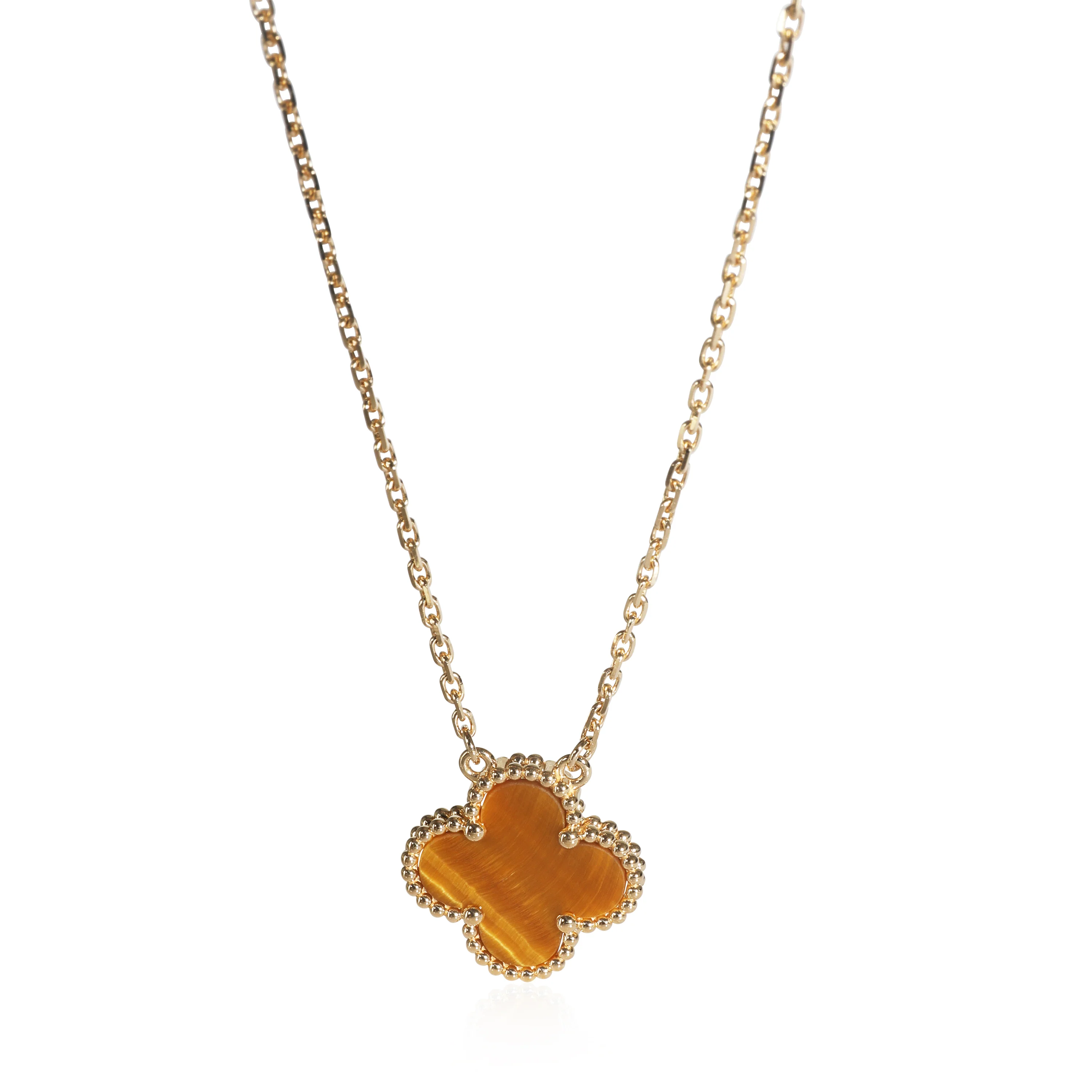 Yellow Gold Tigers Eye Vintage Alhambra Pendant