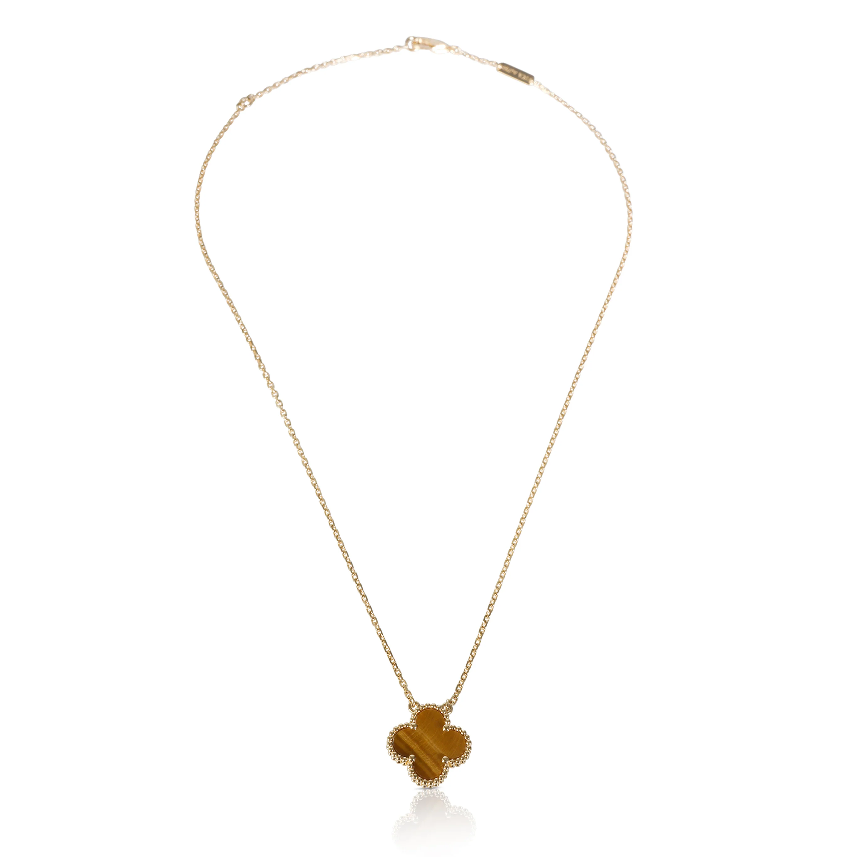 Yellow Gold Tigers Eye Vintage Alhambra Pendant - Image 3