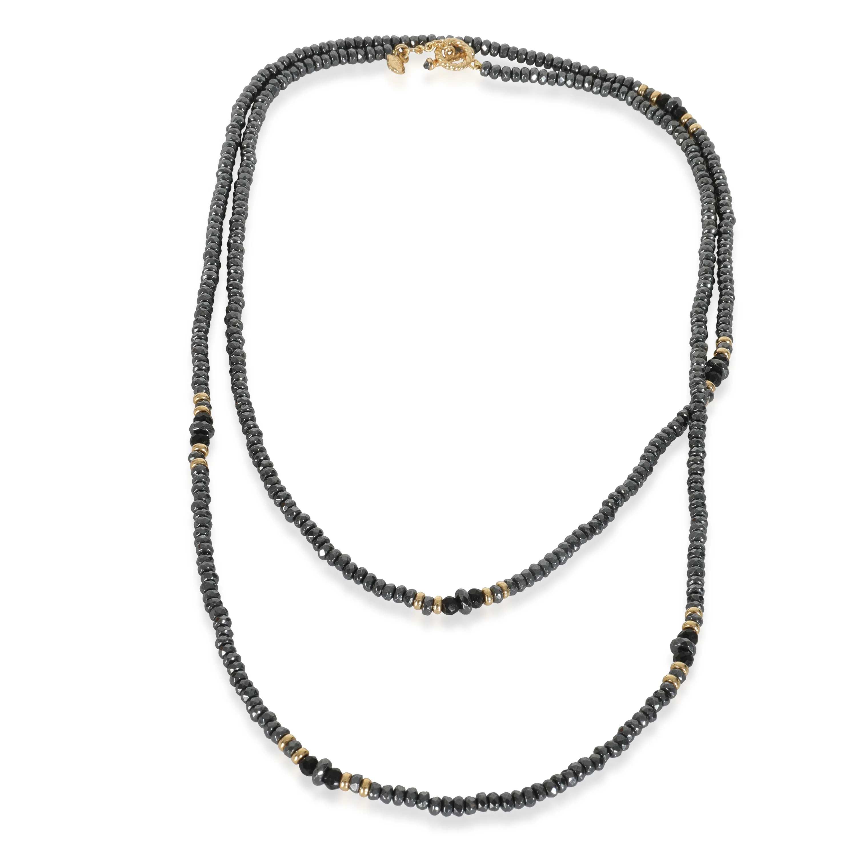 Yellow Gold Hematite and Onyx Tweejoux Bead Necklace - Image 2
