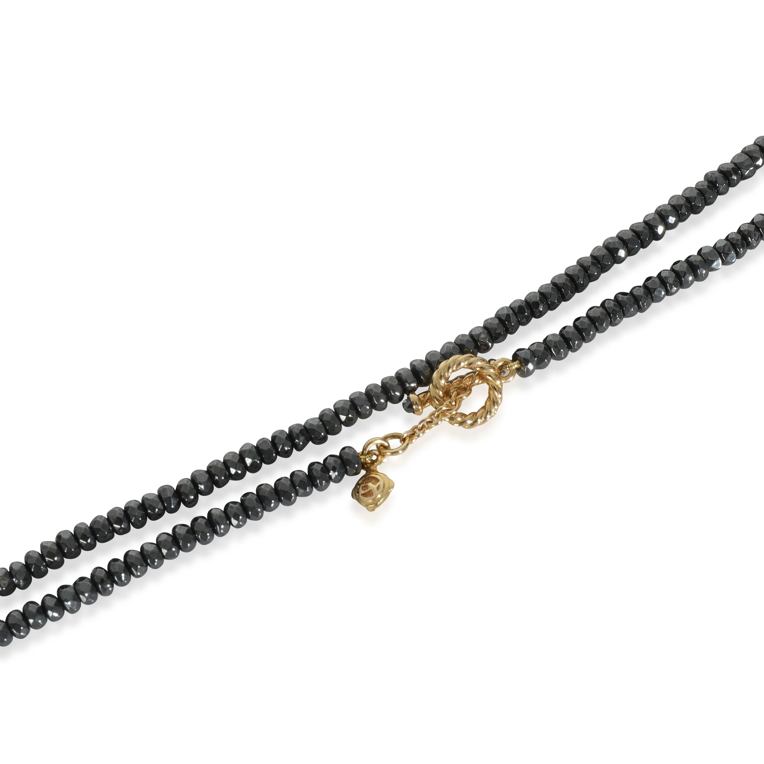 Yellow Gold Hematite and Onyx Tweejoux Bead Necklace - Image 3