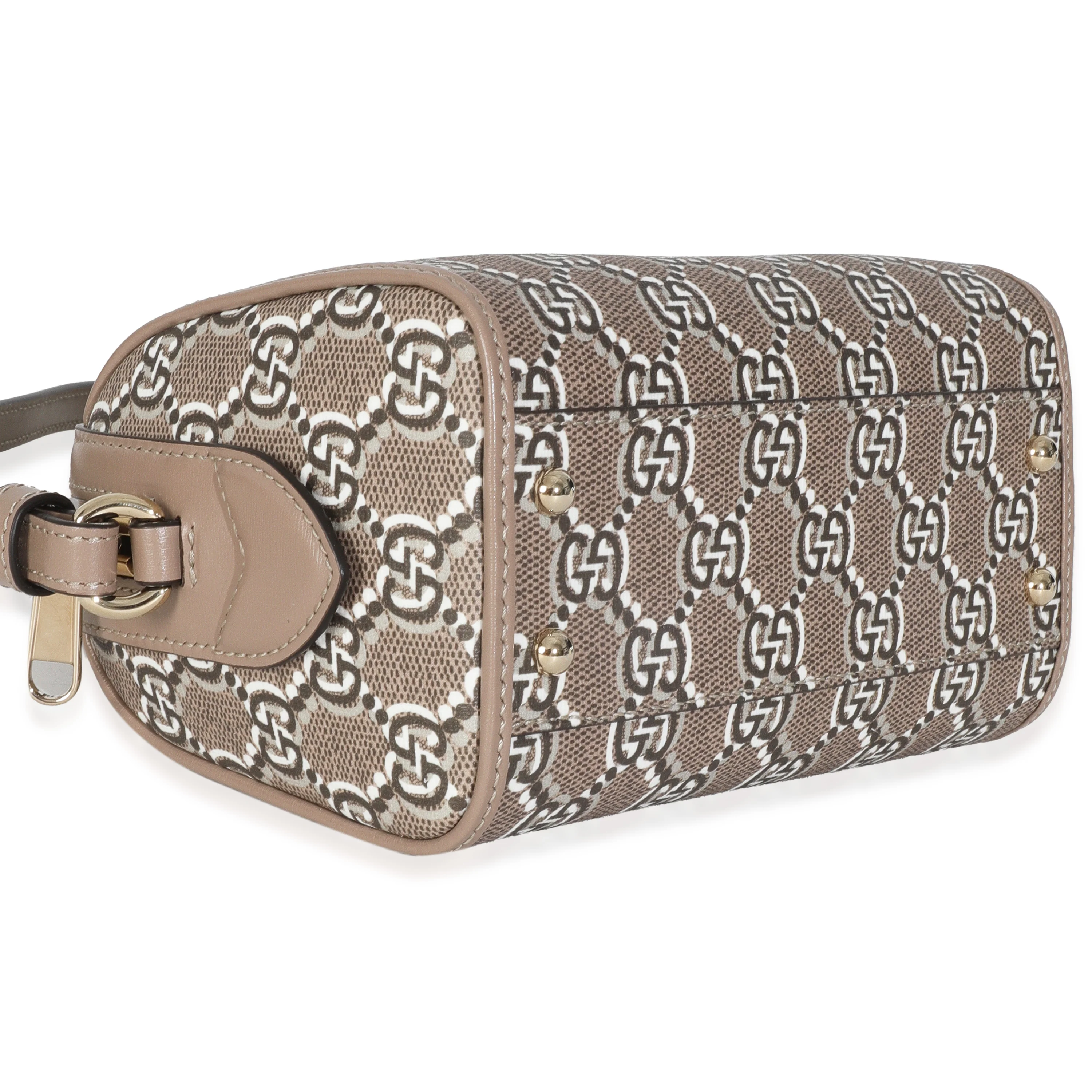 Taupe GG Shadow Monogram Super Mini Ophidia Bowler Bag - Image 5