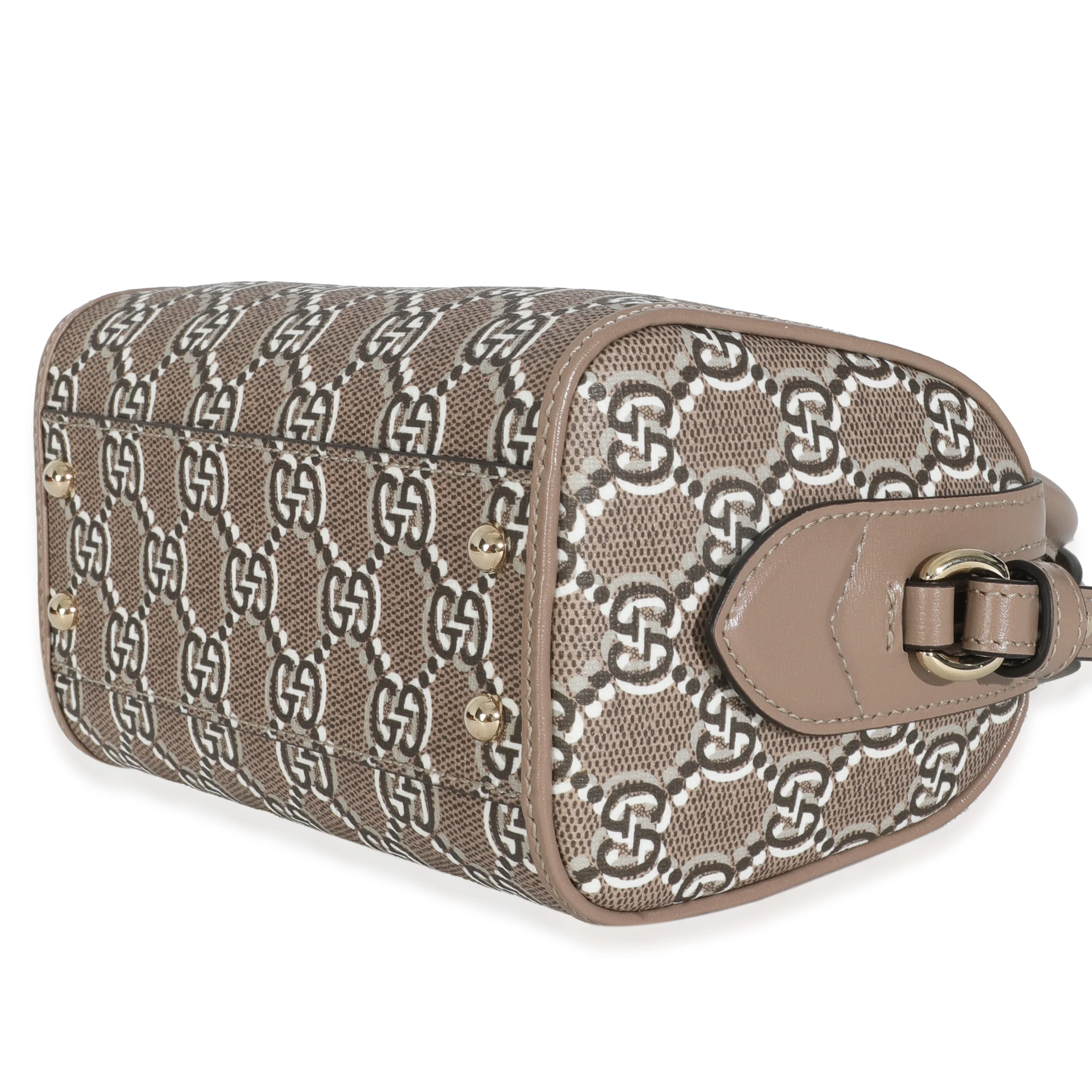 Taupe GG Shadow Monogram Super Mini Ophidia Bowler Bag - Image 6