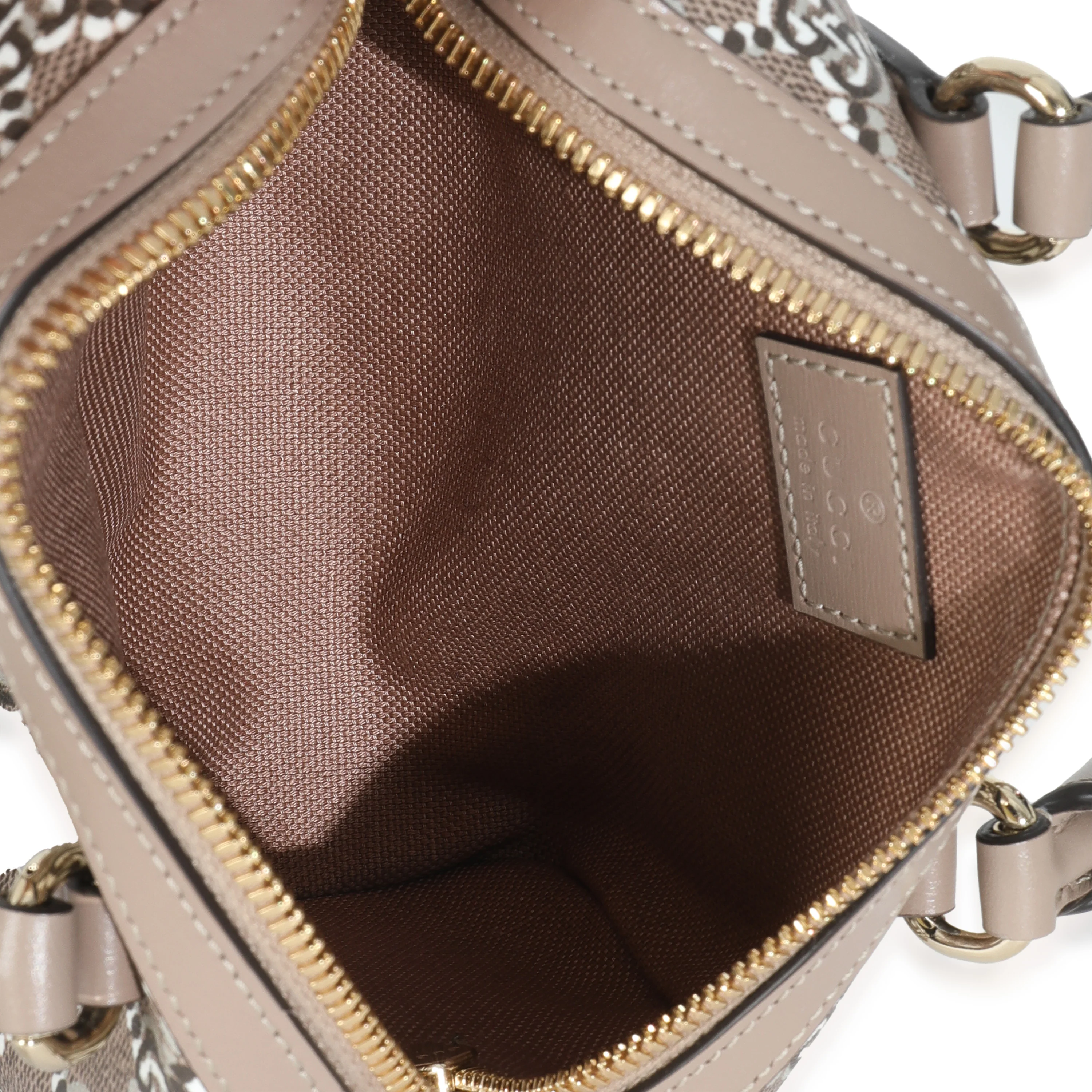 Taupe GG Shadow Monogram Super Mini Ophidia Bowler Bag - Image 7