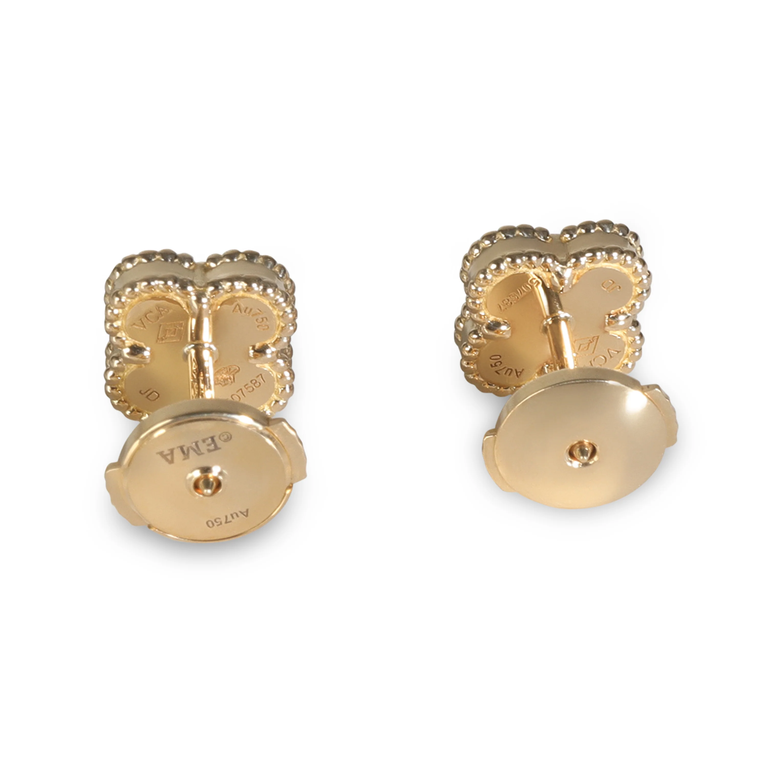 Yellow Gold Onyx Sweet Alhambra Earrings - Image 3