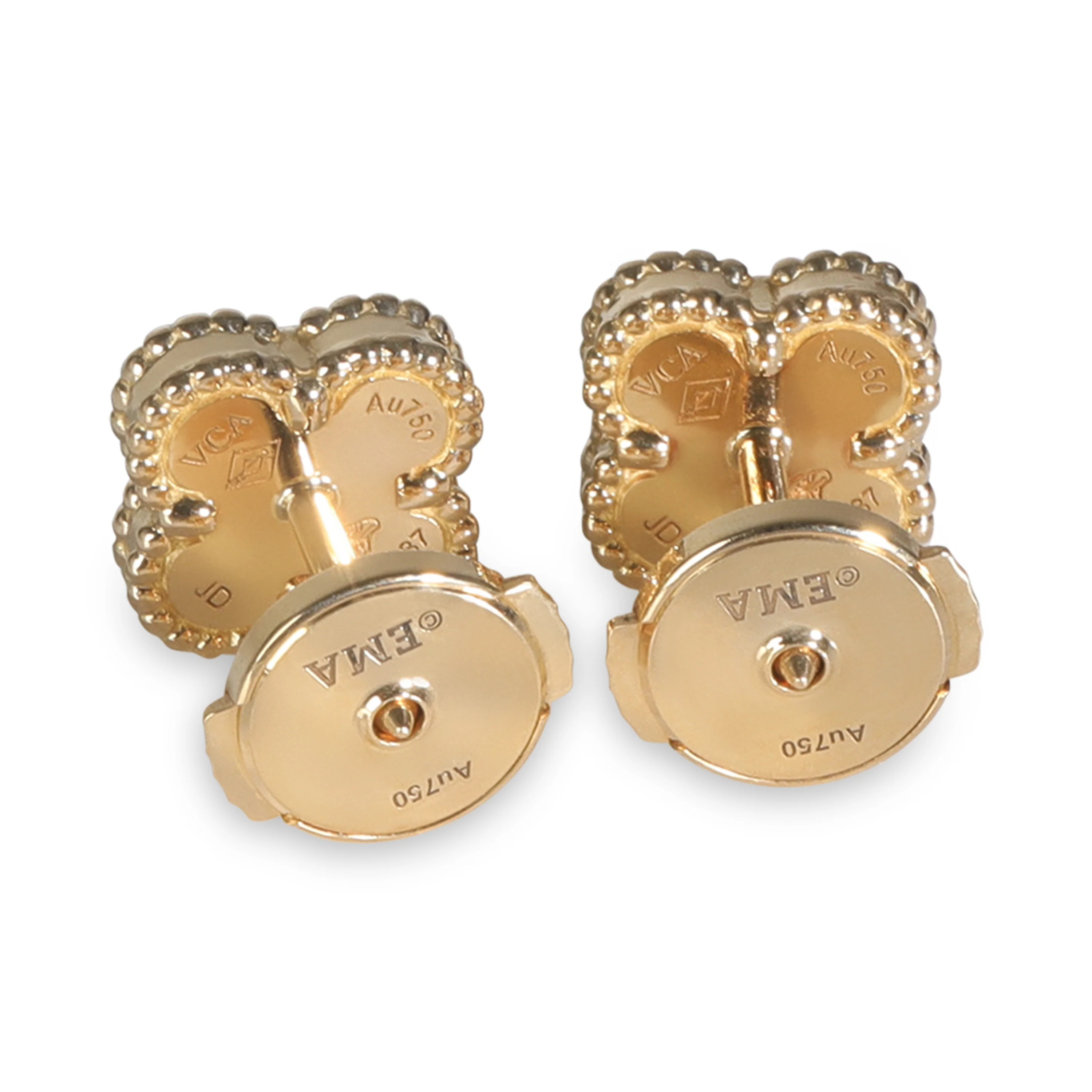 Yellow Gold Onyx Sweet Alhambra Earrings - Image 4