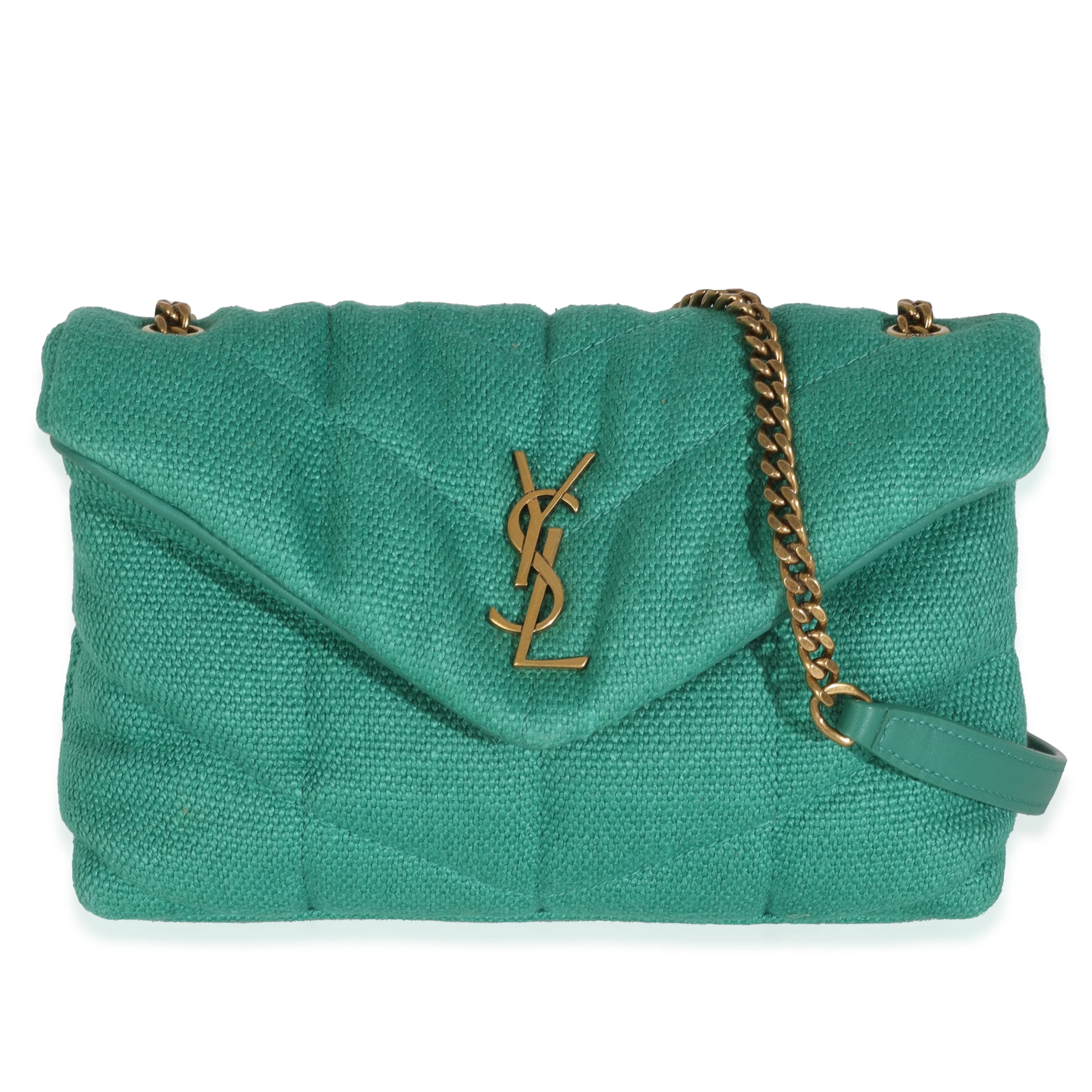 Basil Quilted Canvas Toy Loulou Puffer Chain Satchel