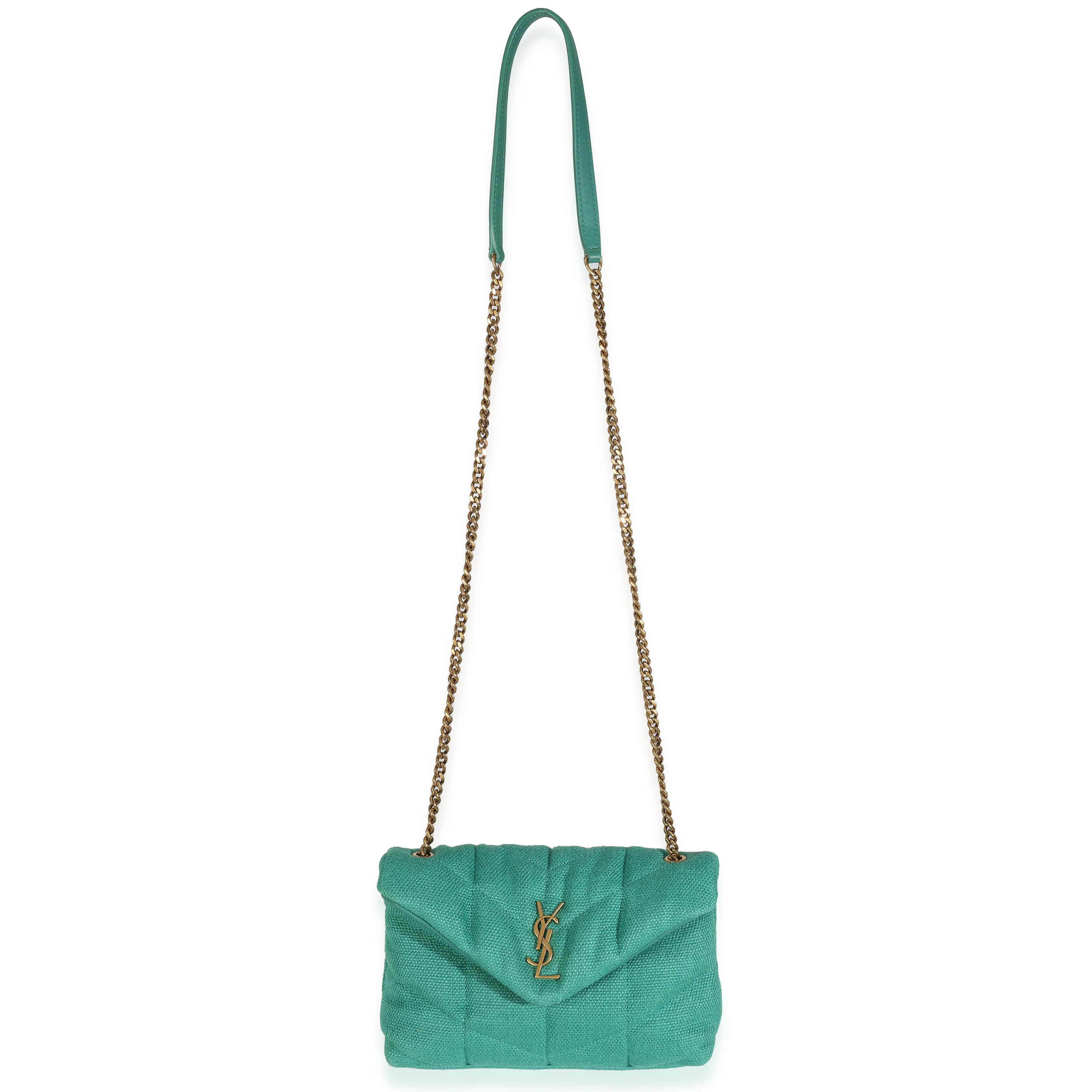 Basil Quilted Canvas Toy Loulou Puffer Chain Satchel - Image 8
