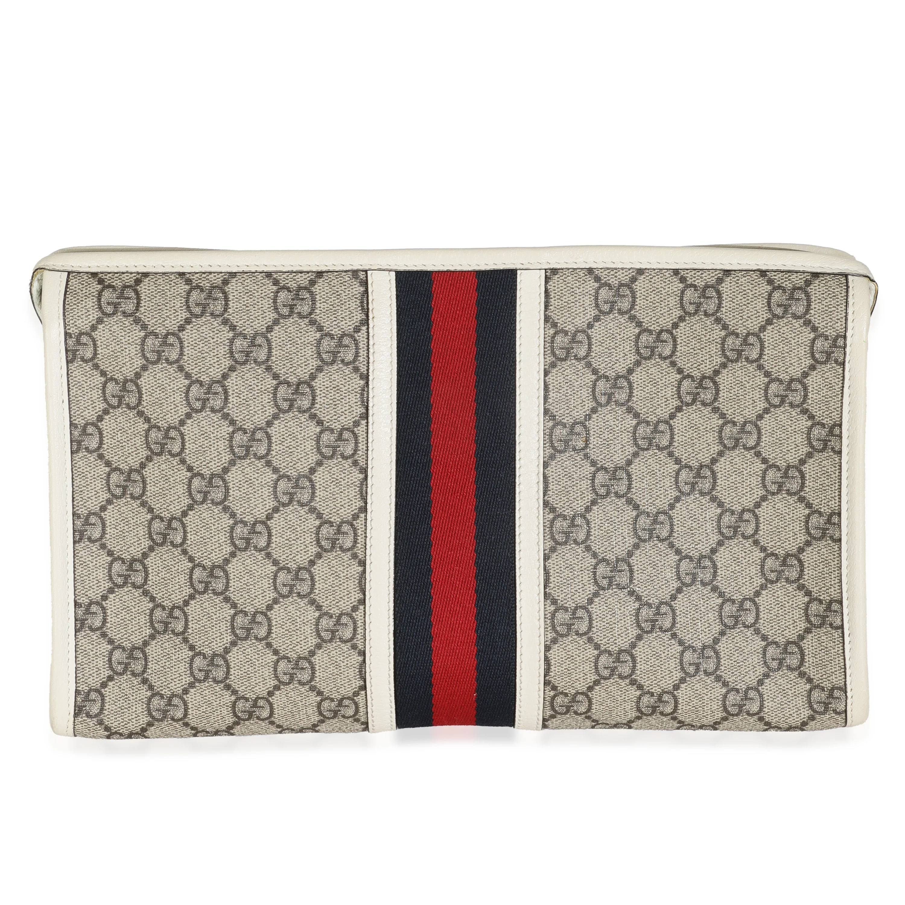 White Beige GG Supreme Monogram Web Ophidia GG Toiletry Case - Image 4