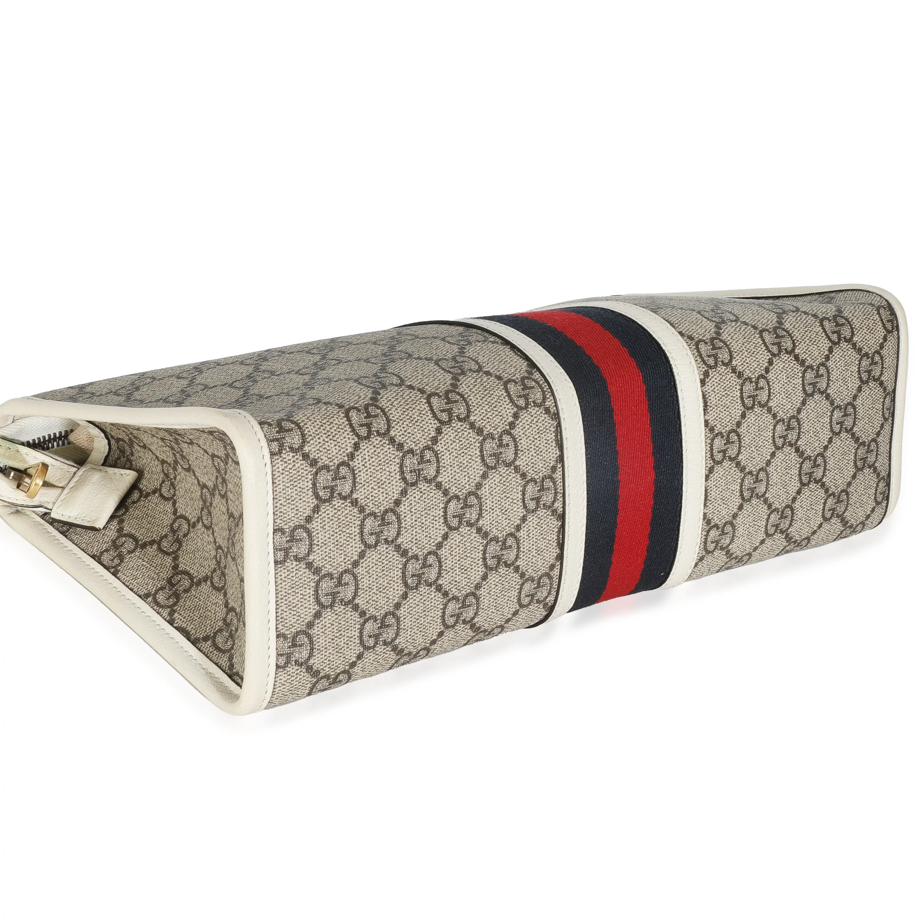 White Beige GG Supreme Monogram Web Ophidia GG Toiletry Case - Image 6