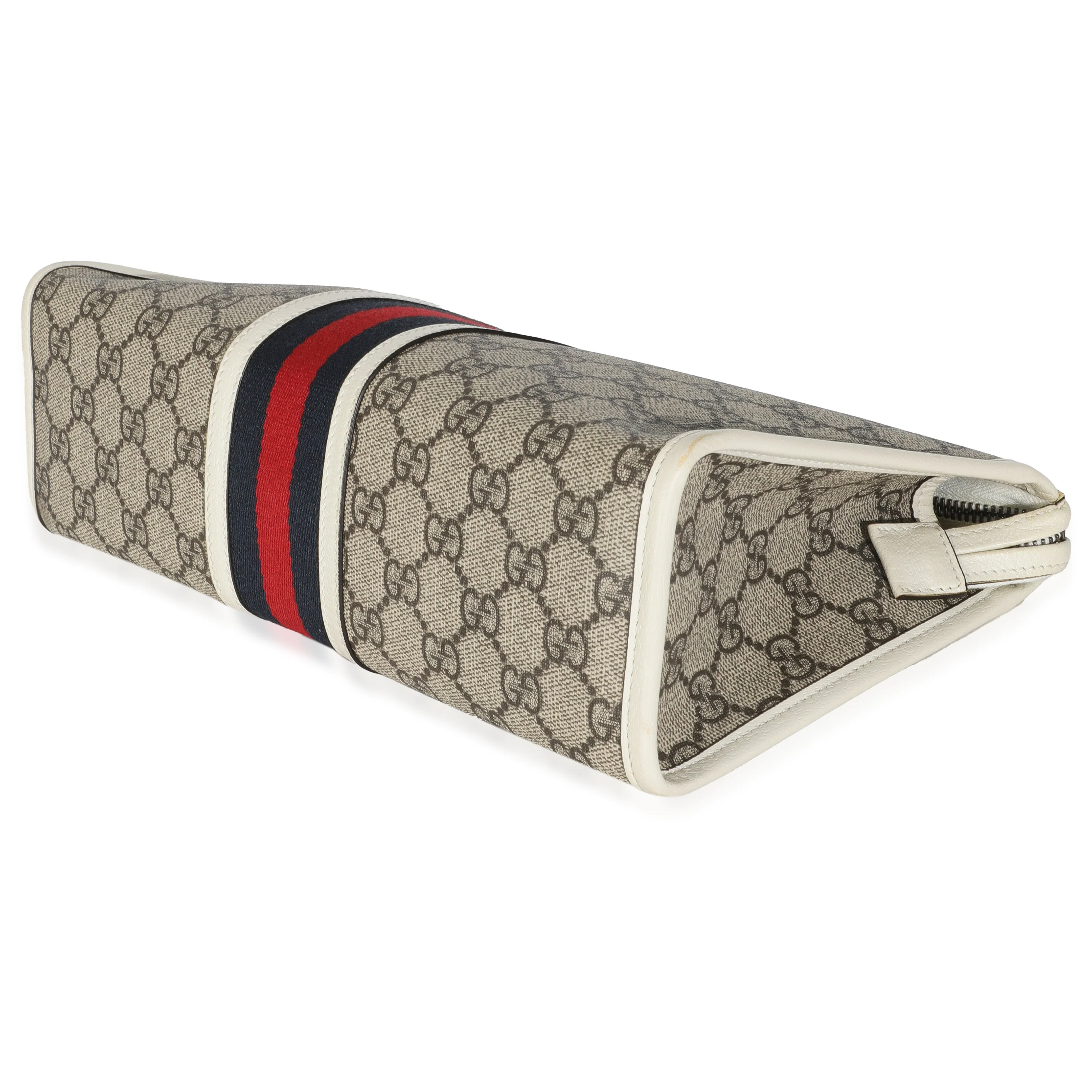 White Beige GG Supreme Monogram Web Ophidia GG Toiletry Case - Image 7