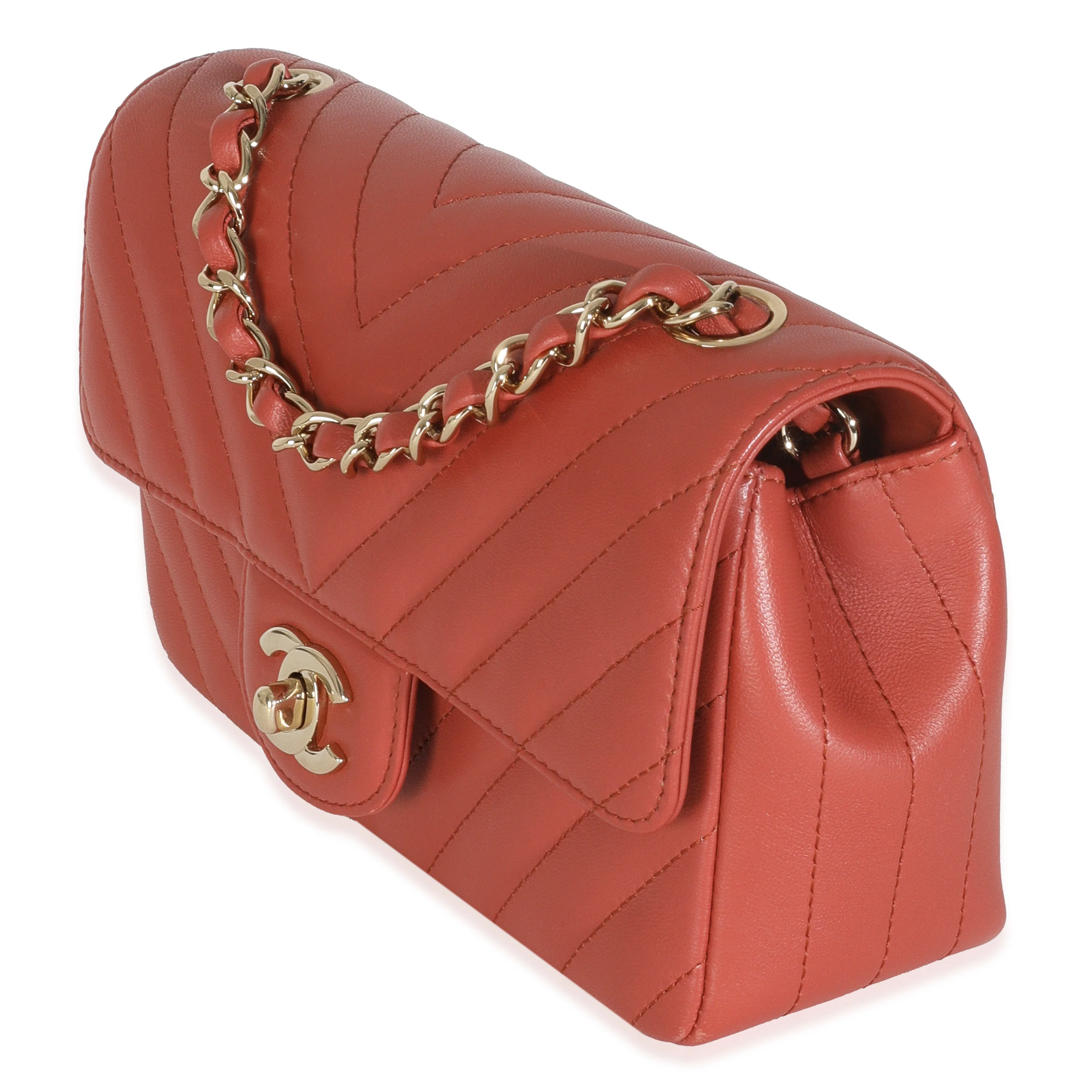 Coral Chevron Calfskin Mini Rectangular Flap Bag - Image 2