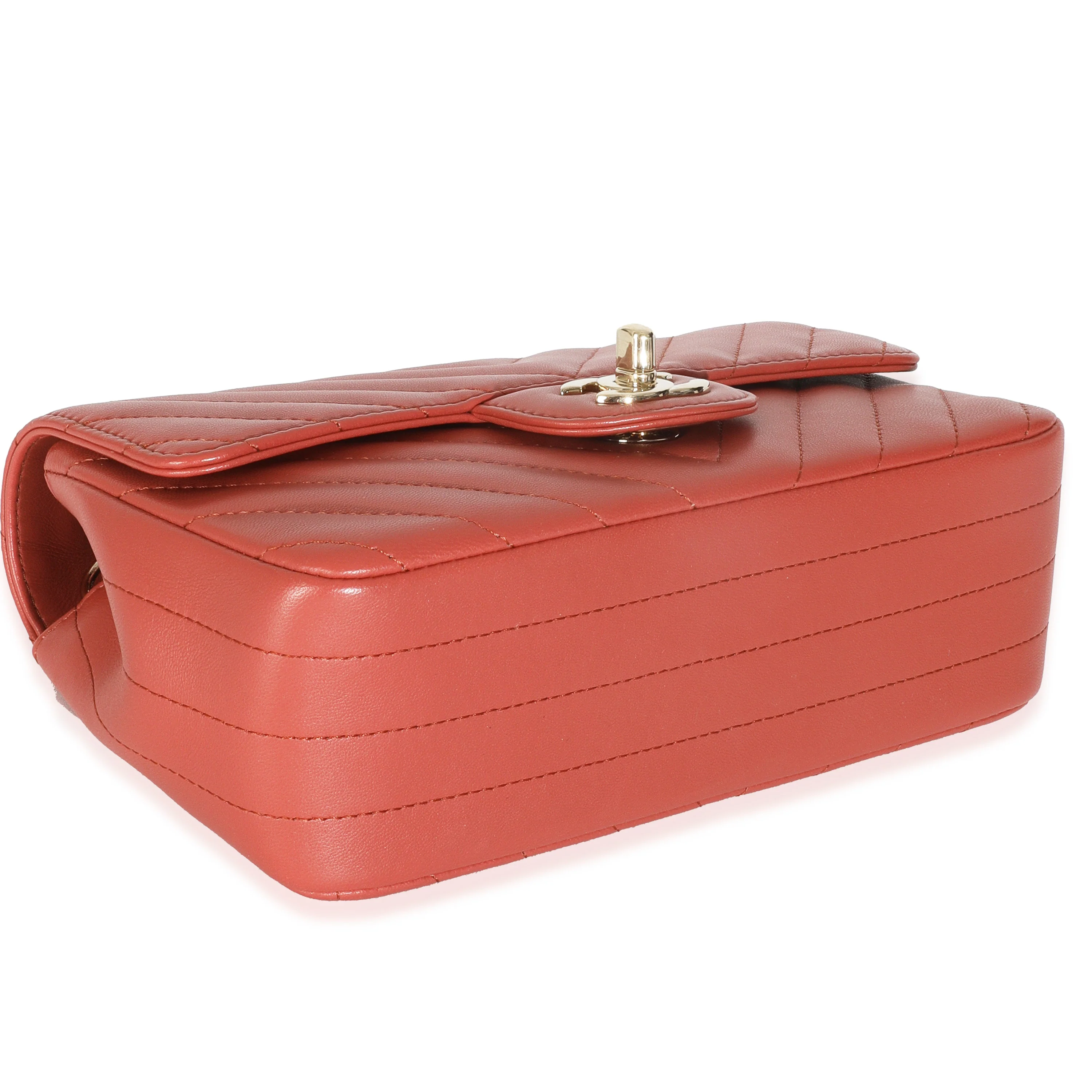 Coral Chevron Calfskin Mini Rectangular Flap Bag - Image 6