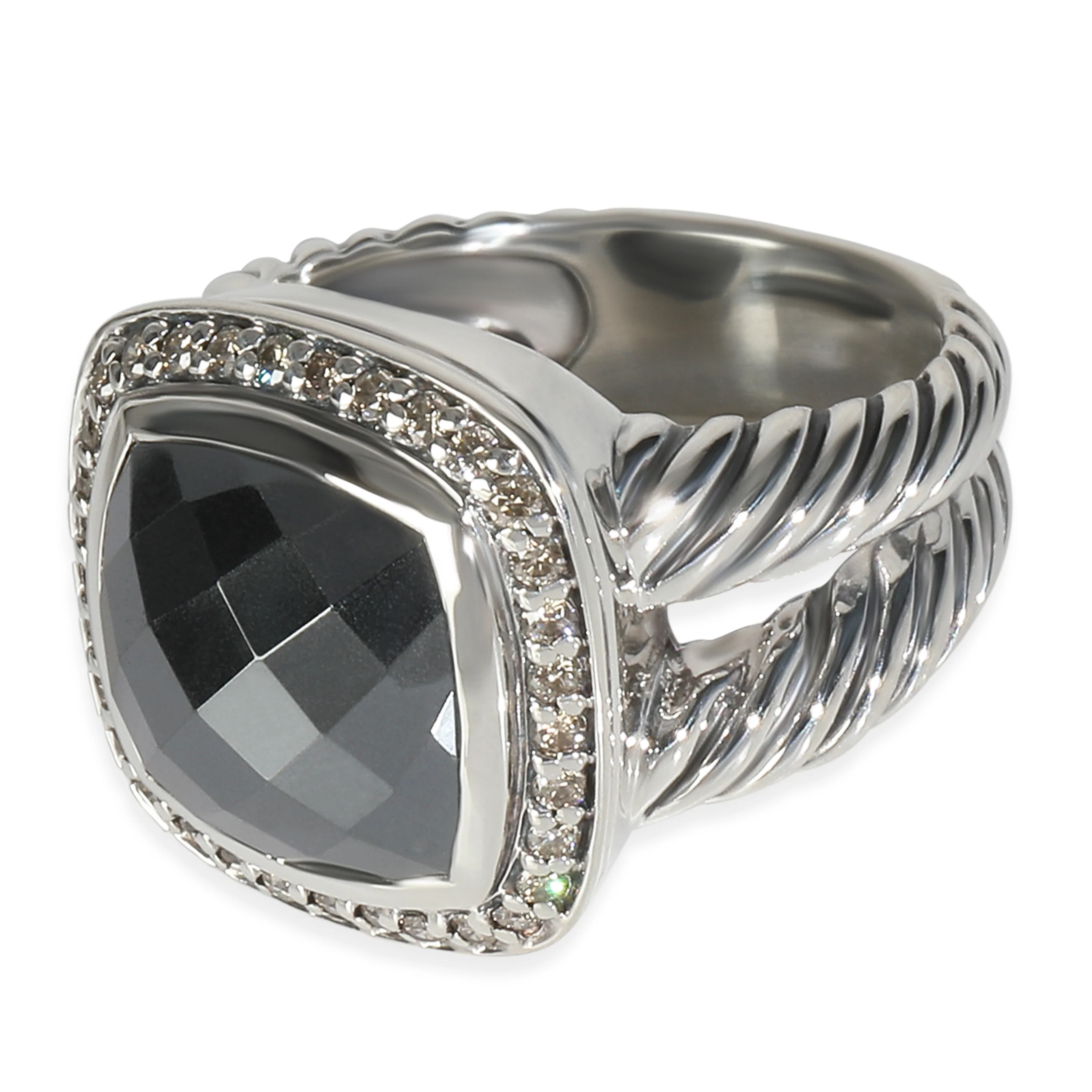 Sterling Silver Hematite and Diamond Albion Ring - Image 2