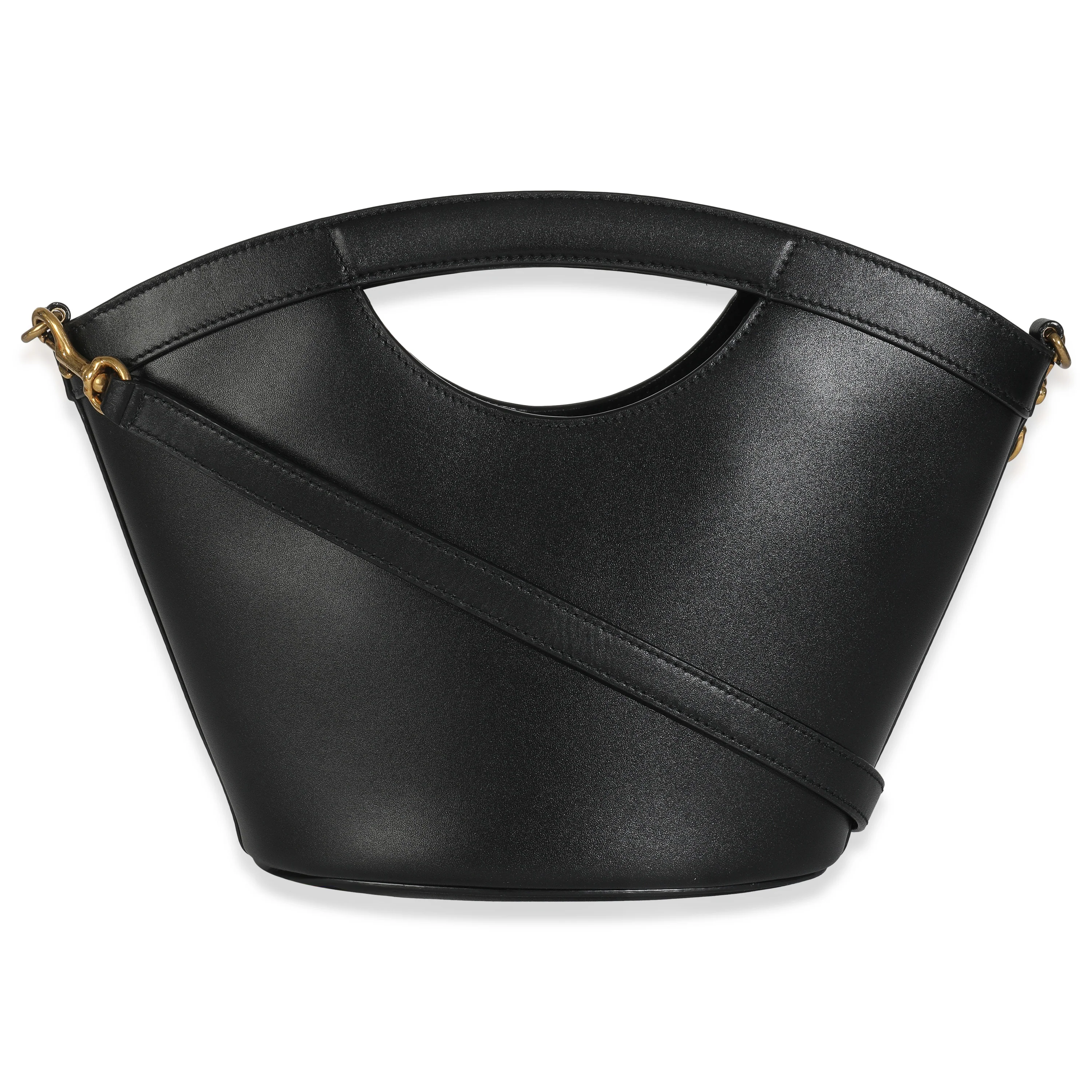 Black Smooth Leather Mini Celia Tote - Image 4