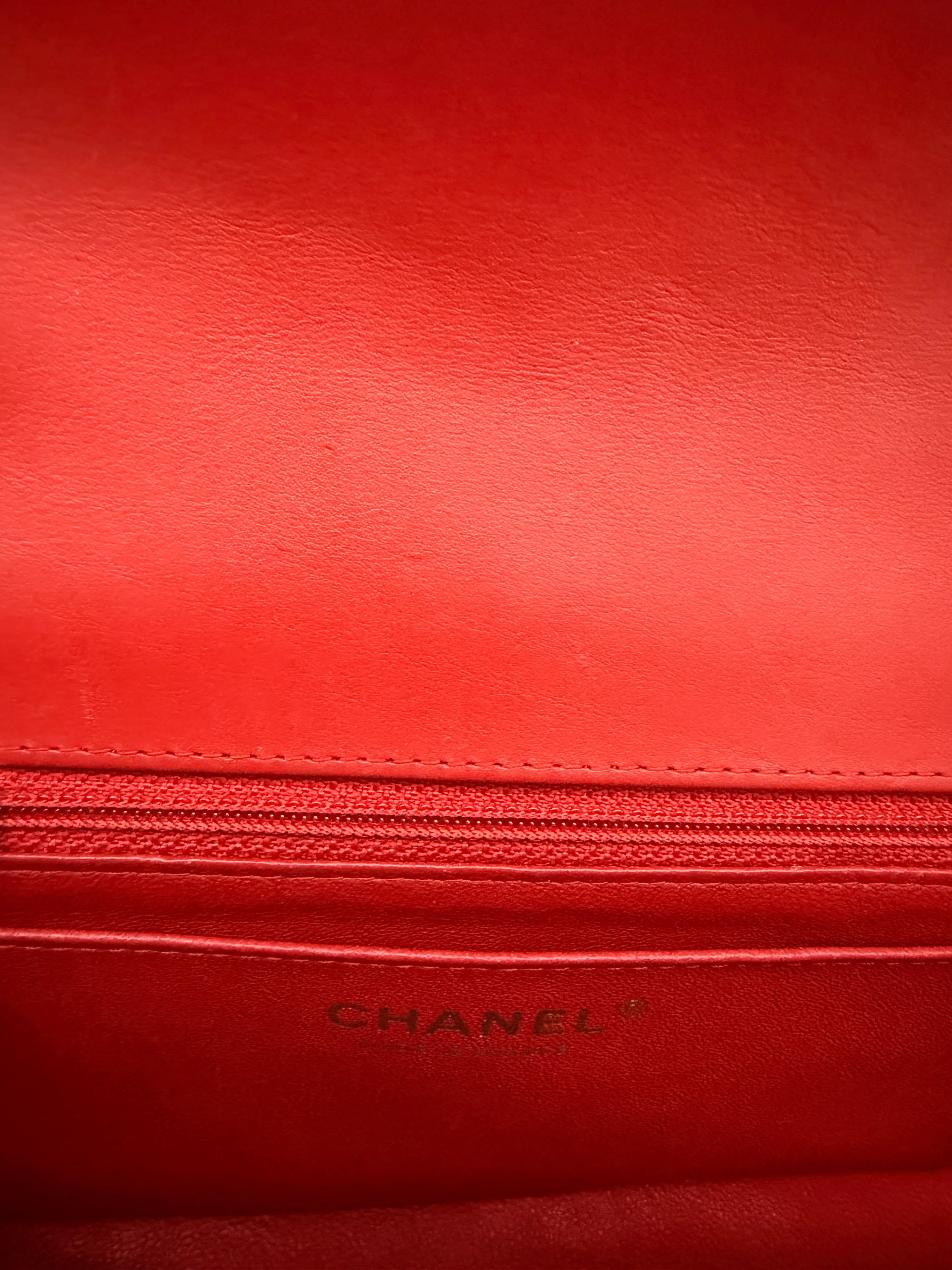 Red Black Quilted Patent Bi-Color Mini Rectangular Flap Bag - Image 10