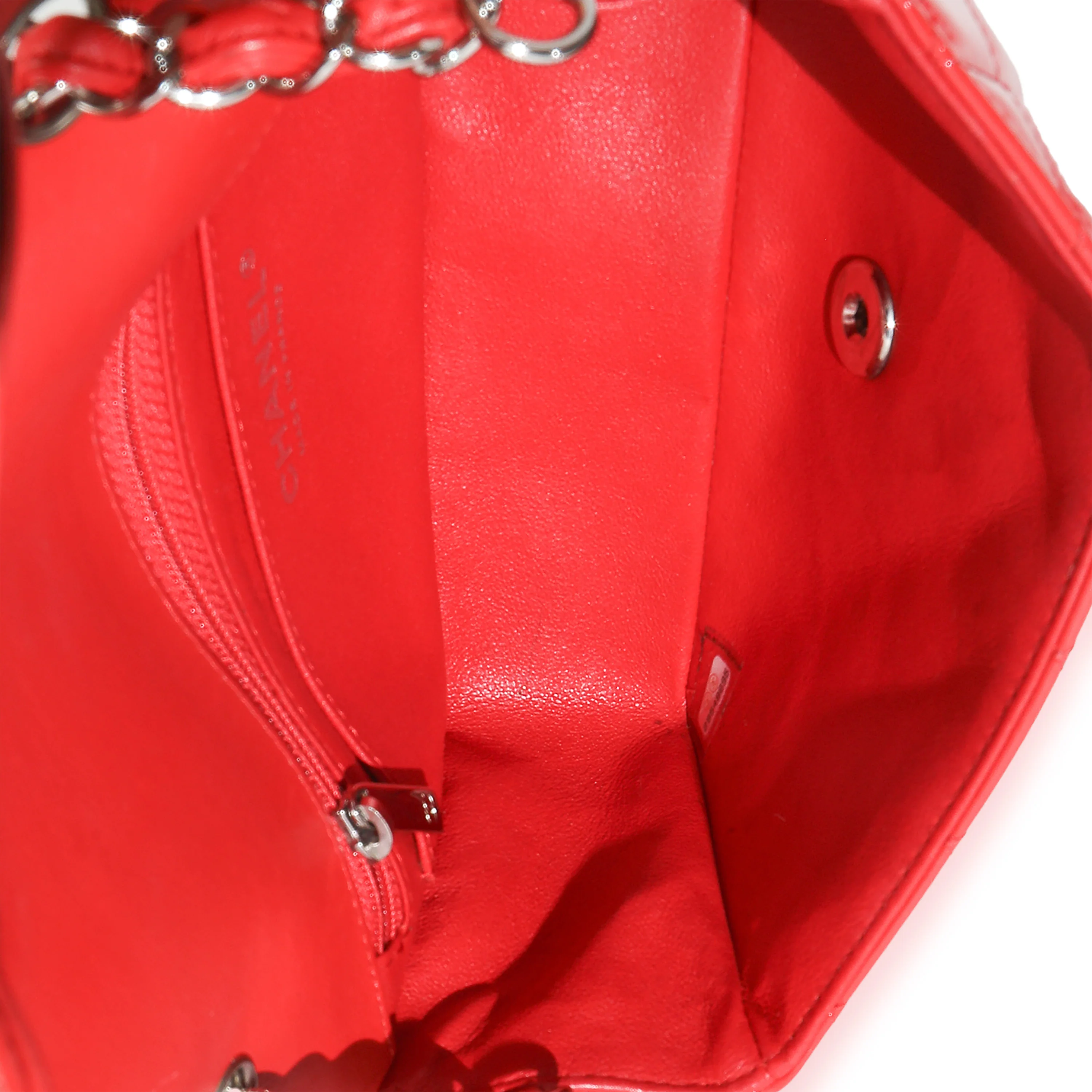 Red Black Quilted Patent Bi-Color Mini Rectangular Flap Bag - Image 9