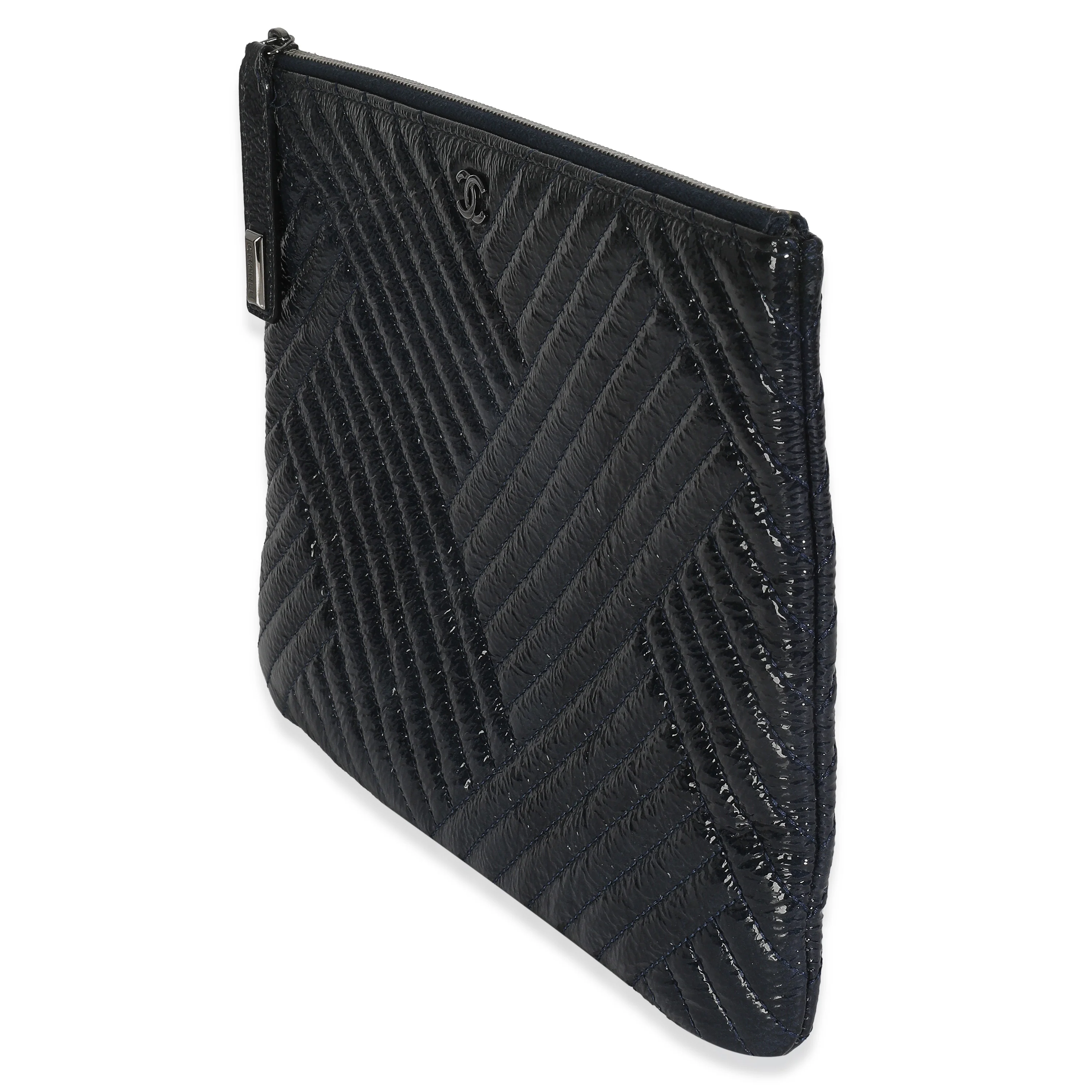 Grey Distressed Patent Medium CC Crossing Cosmetic Case - Image 2