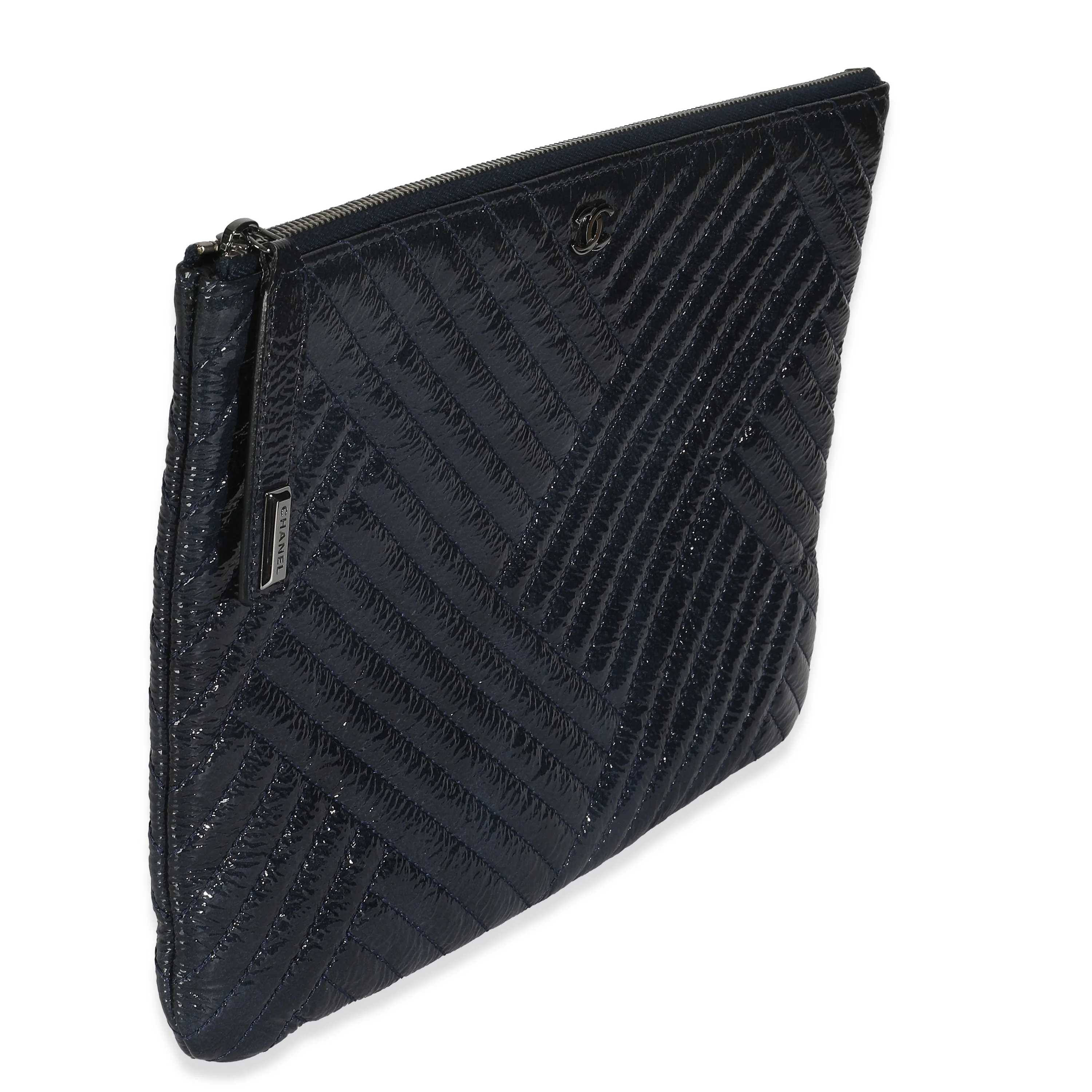 Grey Distressed Patent Medium CC Crossing Cosmetic Case - Image 3