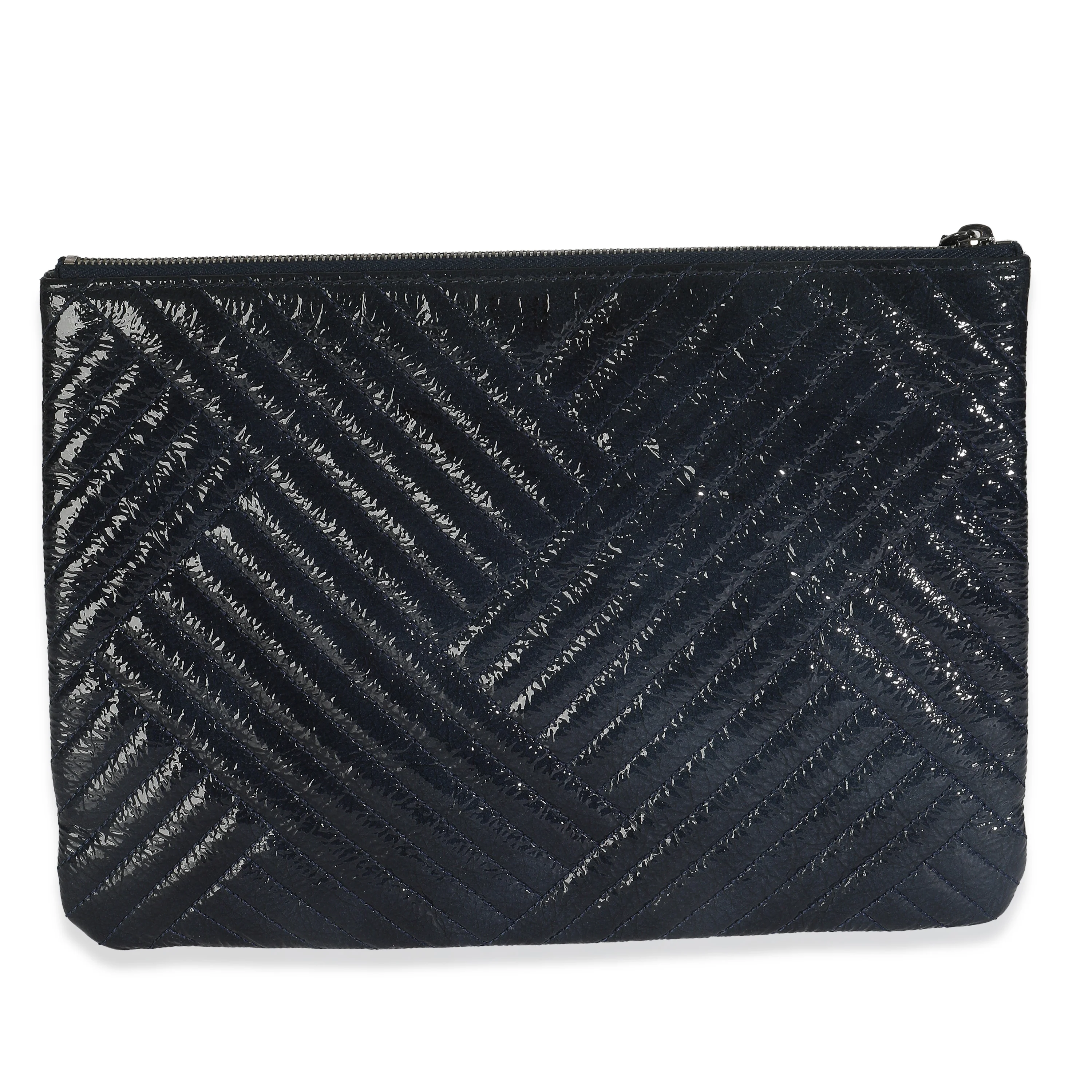 Grey Distressed Patent Medium CC Crossing Cosmetic Case - Image 4