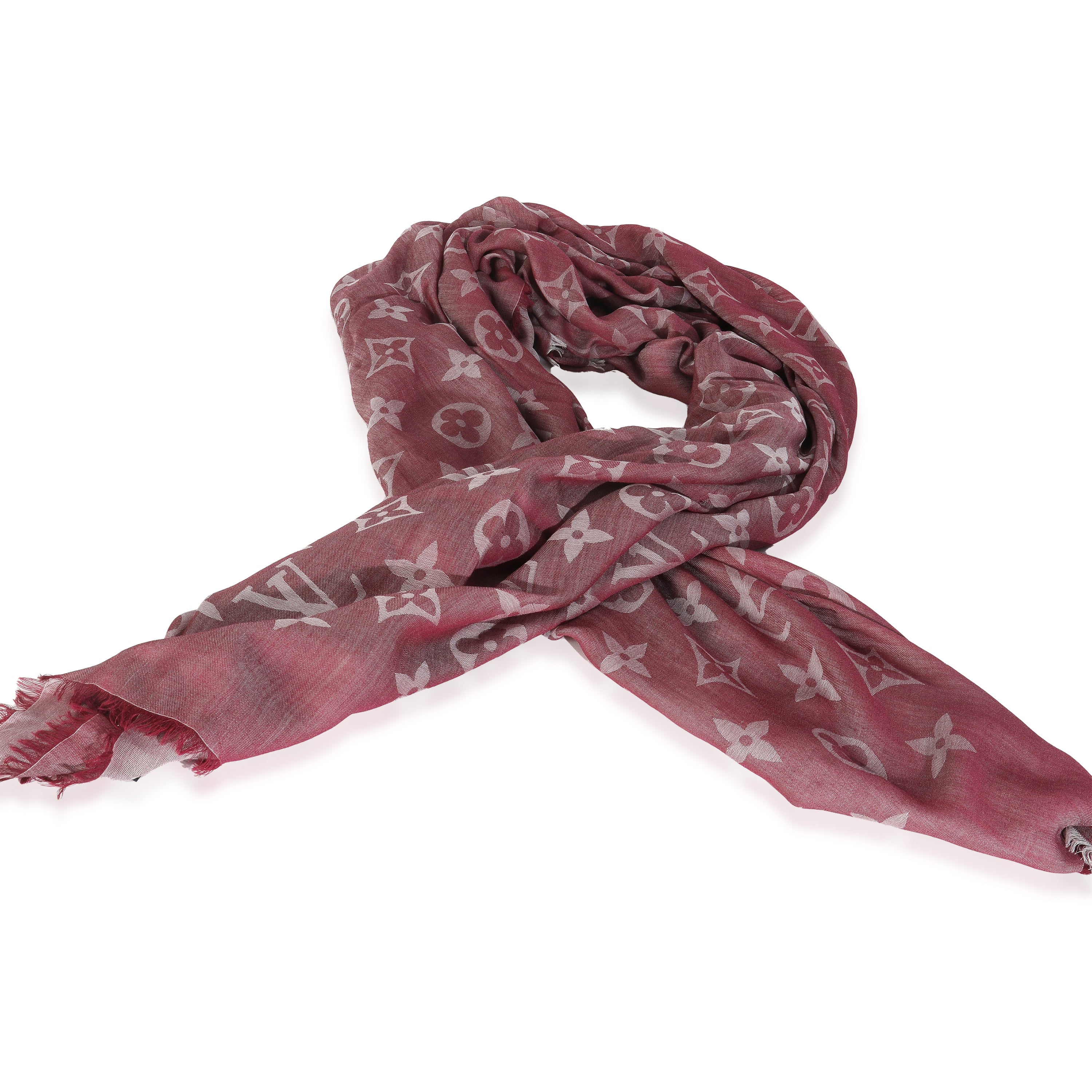 Magenta Wool Silk Monogram Daily Stole - Image 2