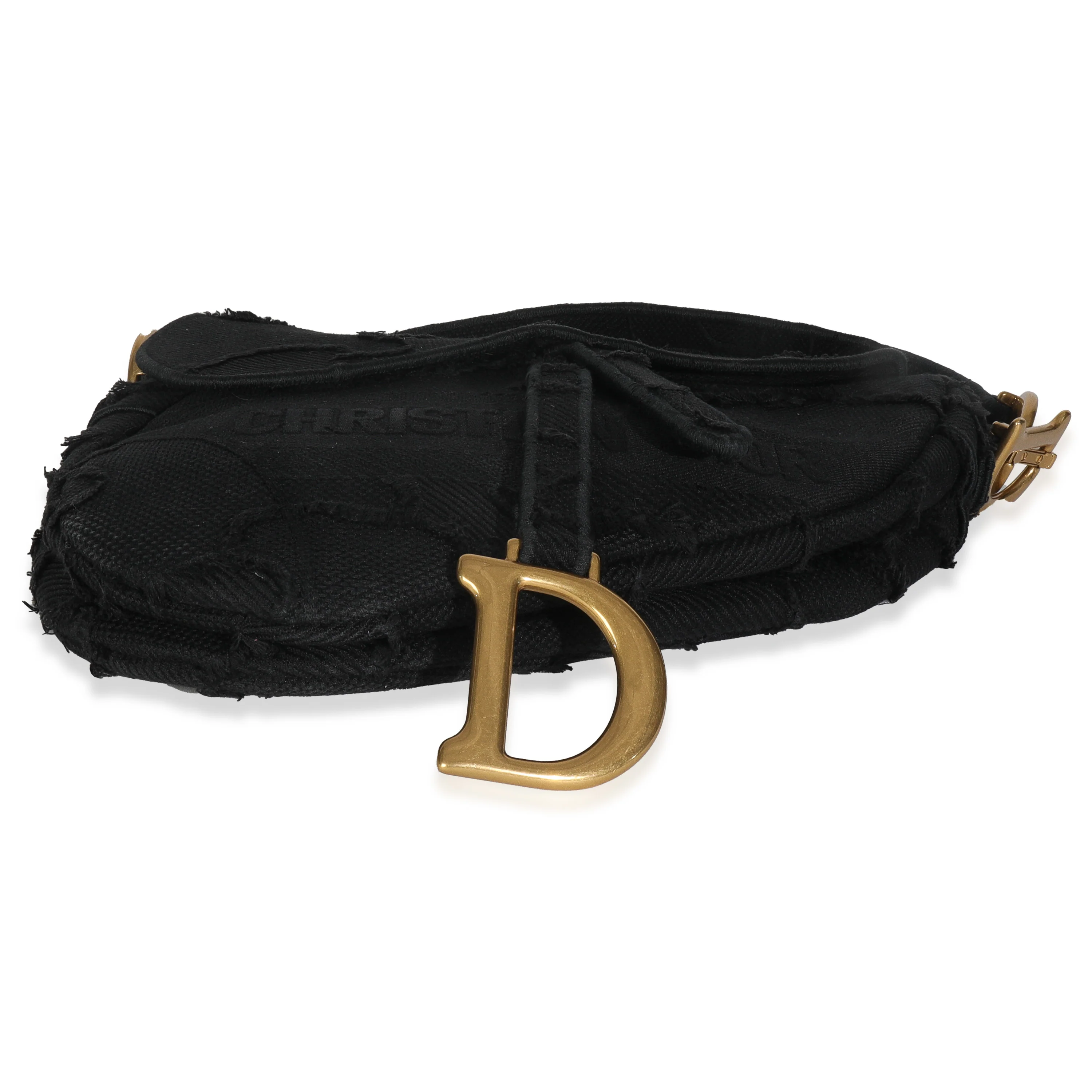 Black Embroidered Camouflage Canvas Medium Saddle Bag - Image 5