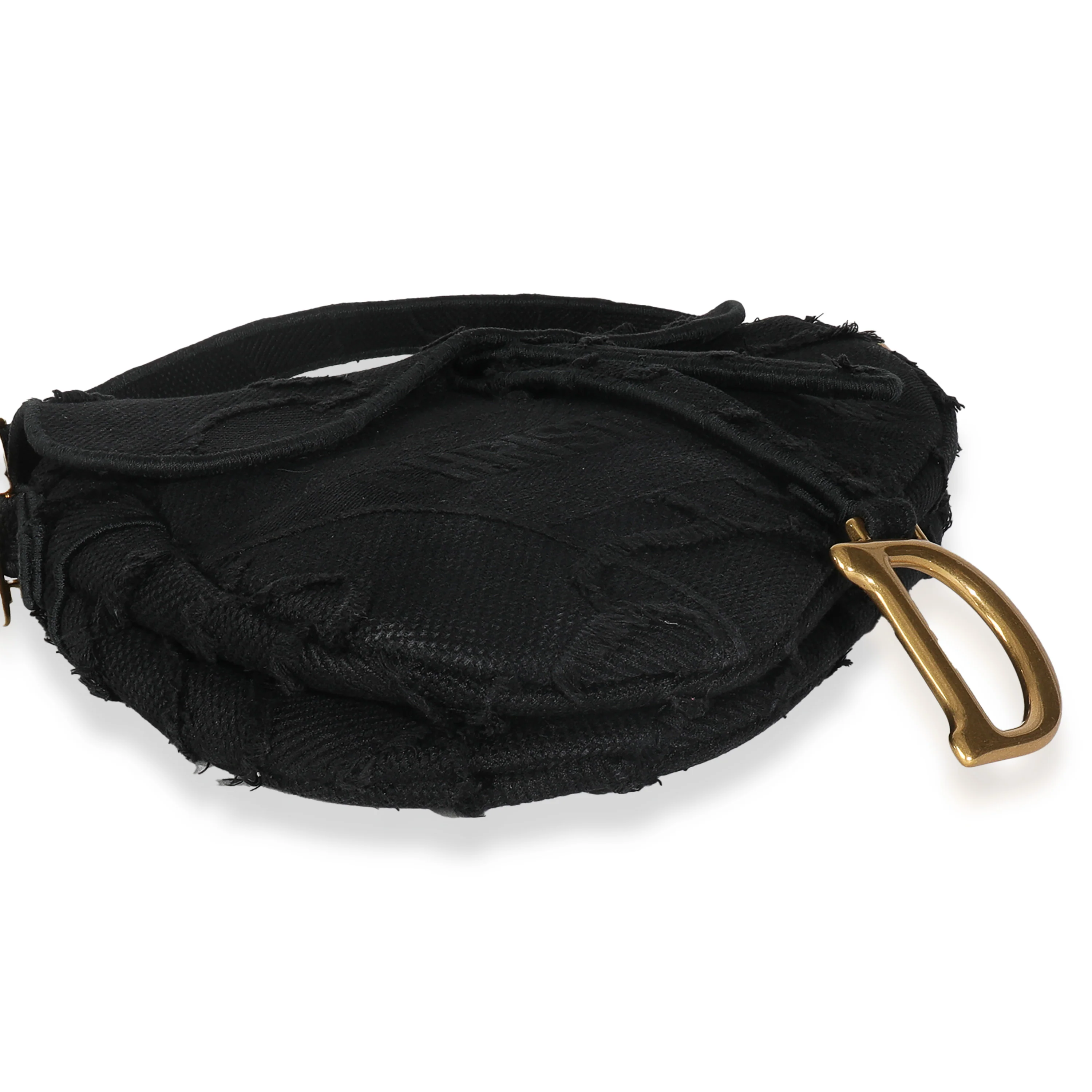 Black Embroidered Camouflage Canvas Medium Saddle Bag - Image 7