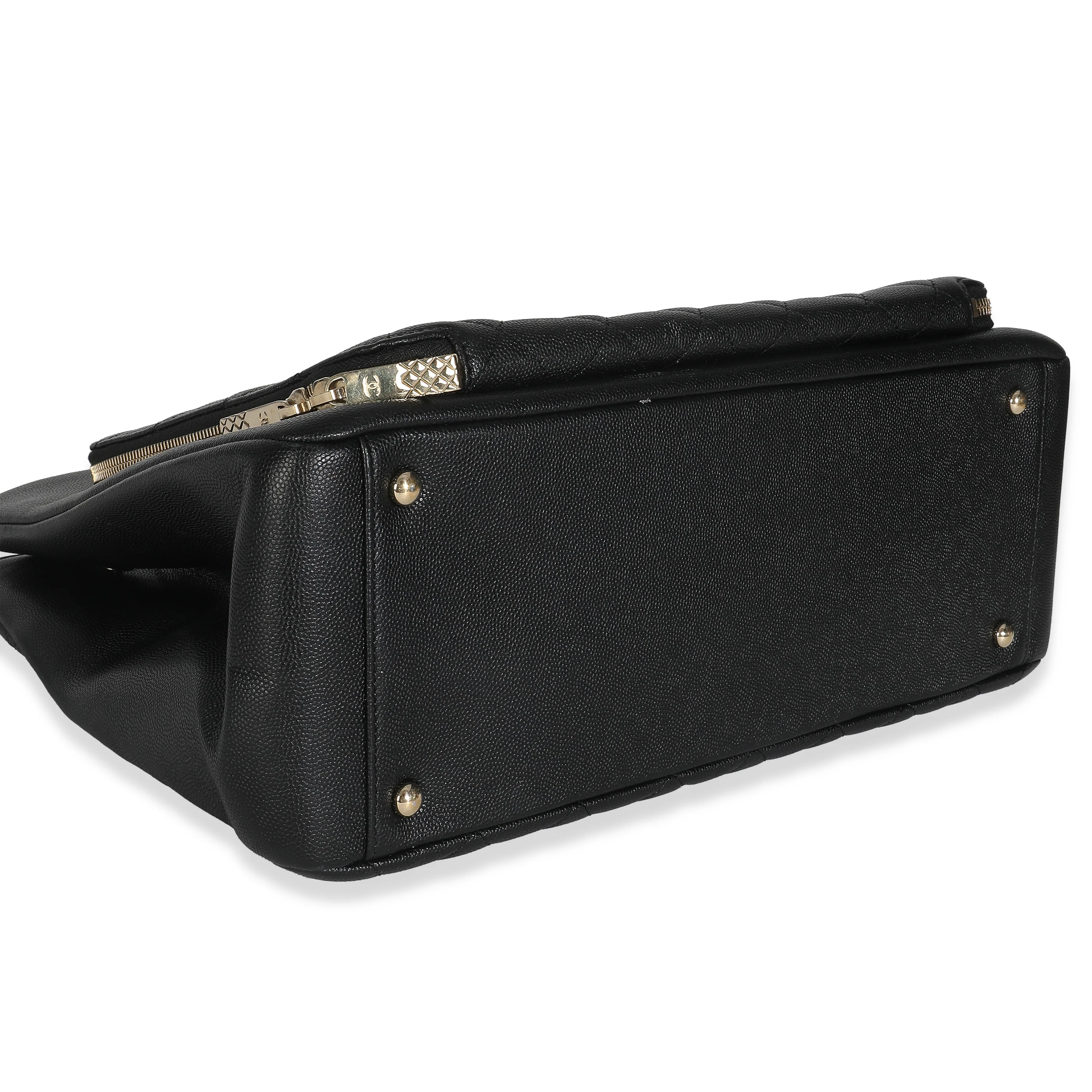 Black Quilted Caviar Medium Business Affinity Tote - Image 7