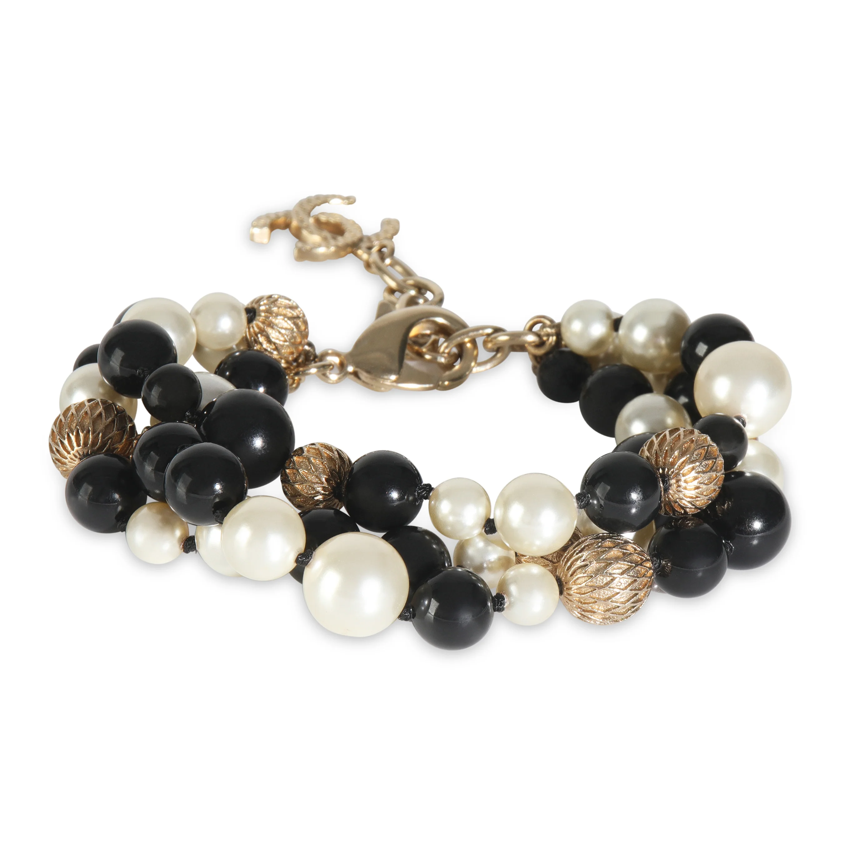 Gold-Plated  2016 Triple Strand Bead Bracelet