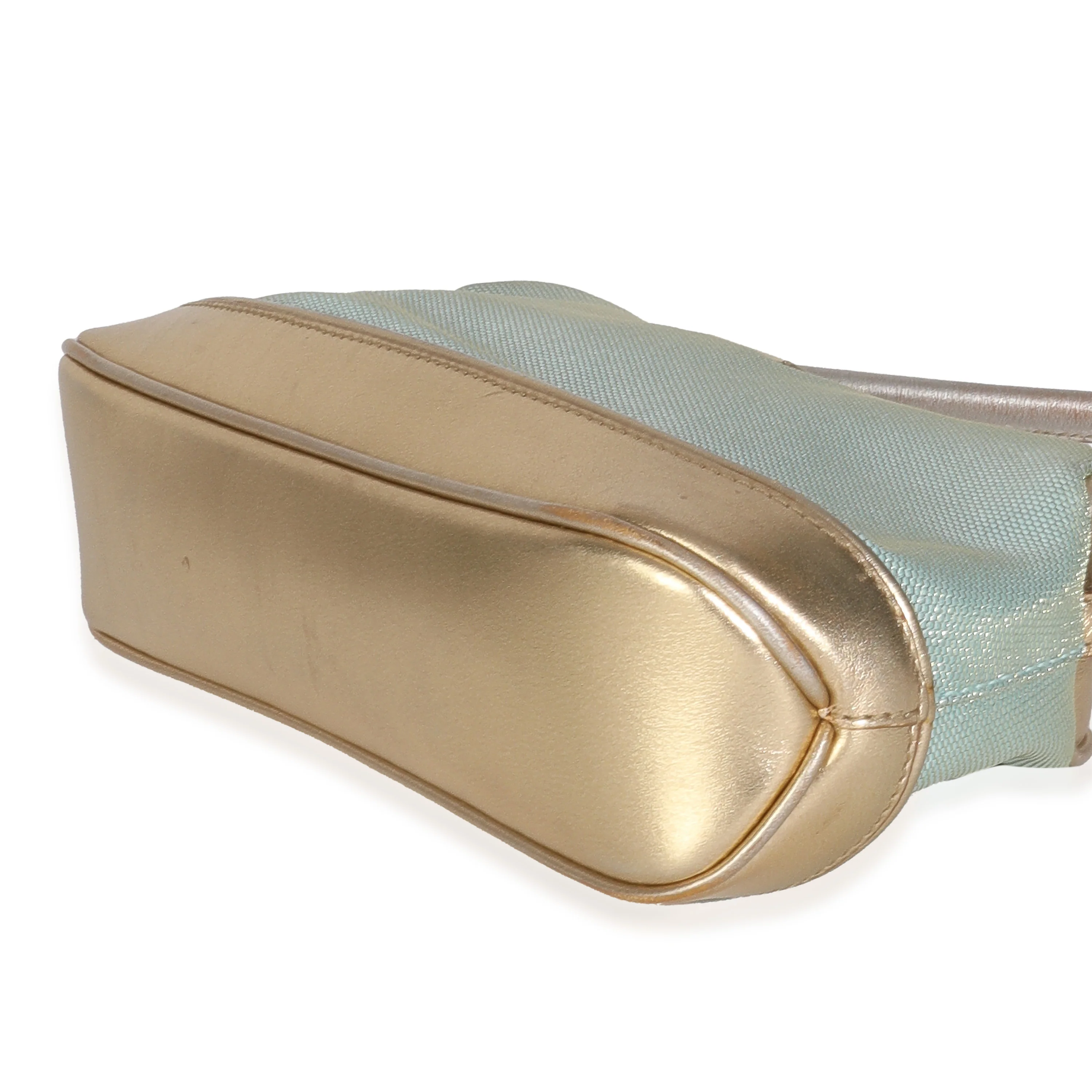 Vintage Blue Nylon Gold Shoulder Pochette Bag - Image 6