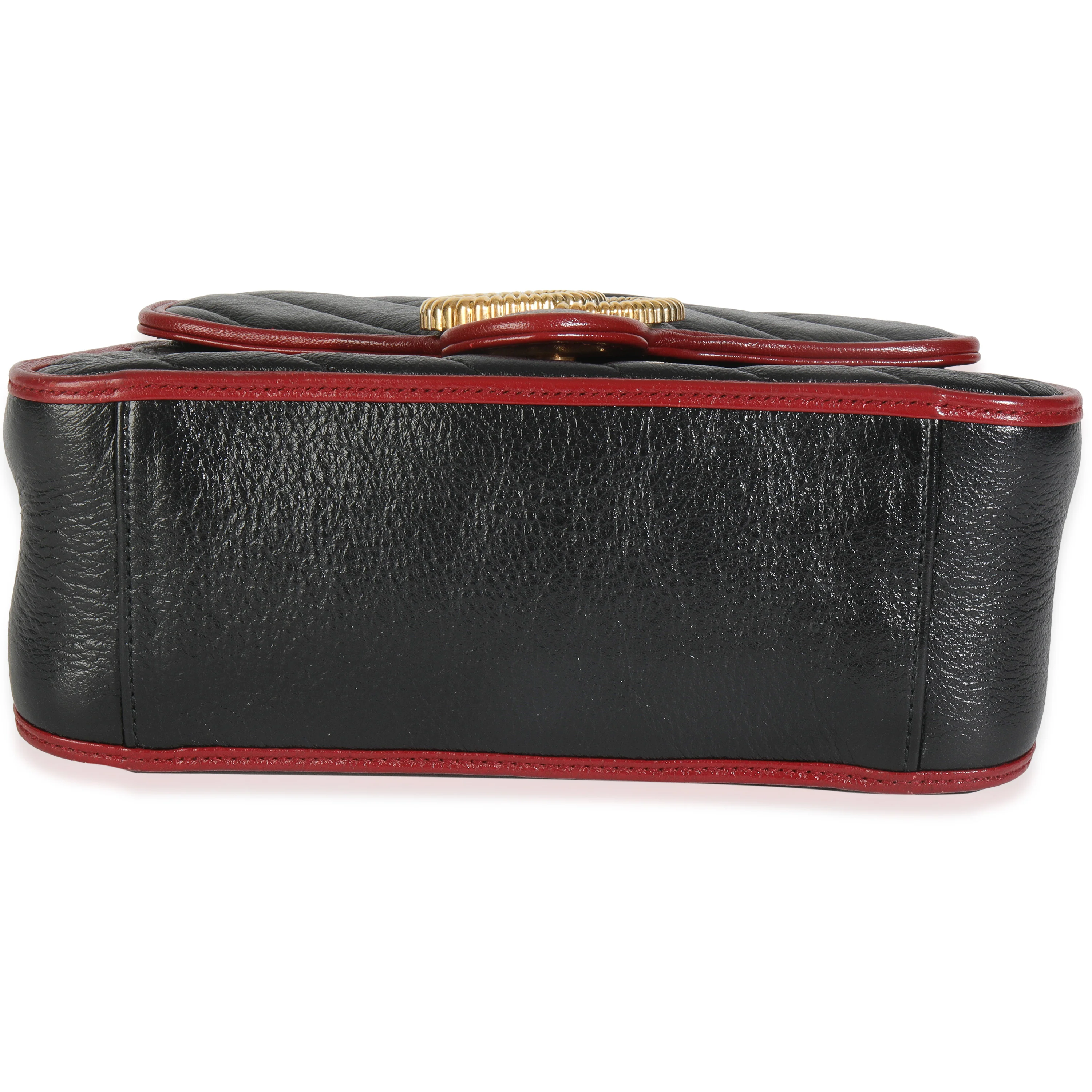 Black Vintage Effect Calfskin Matelasse Diagonal Mini Torchon GG Marmont - Image 5