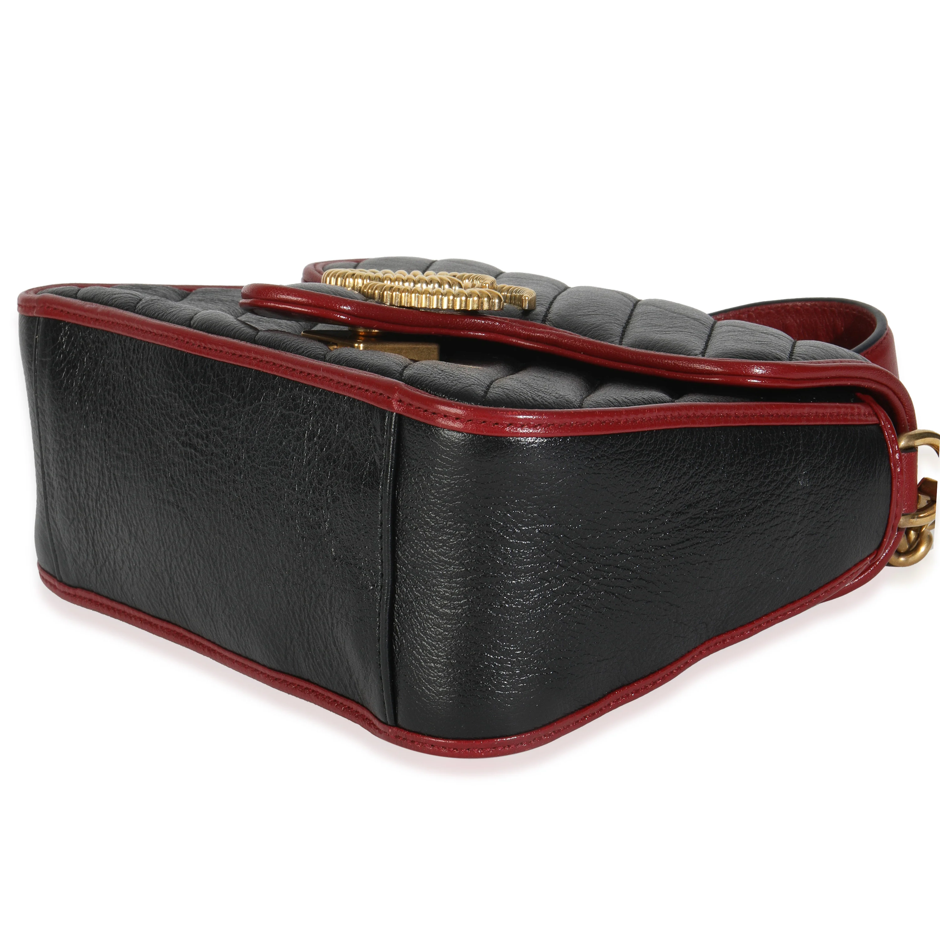 Black Vintage Effect Calfskin Matelasse Diagonal Mini Torchon GG Marmont - Image 6