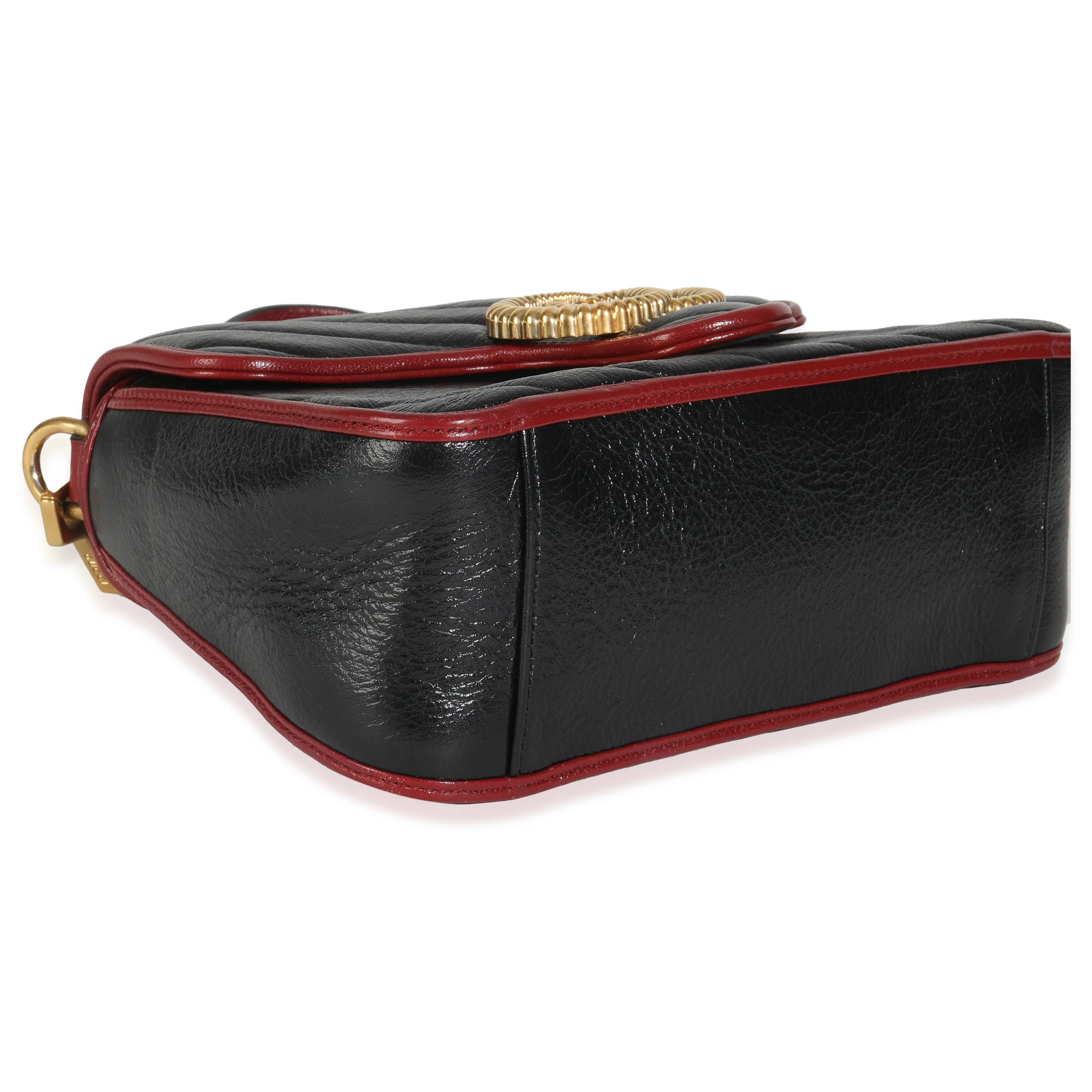 Black Vintage Effect Calfskin Matelasse Diagonal Mini Torchon GG Marmont - Image 7