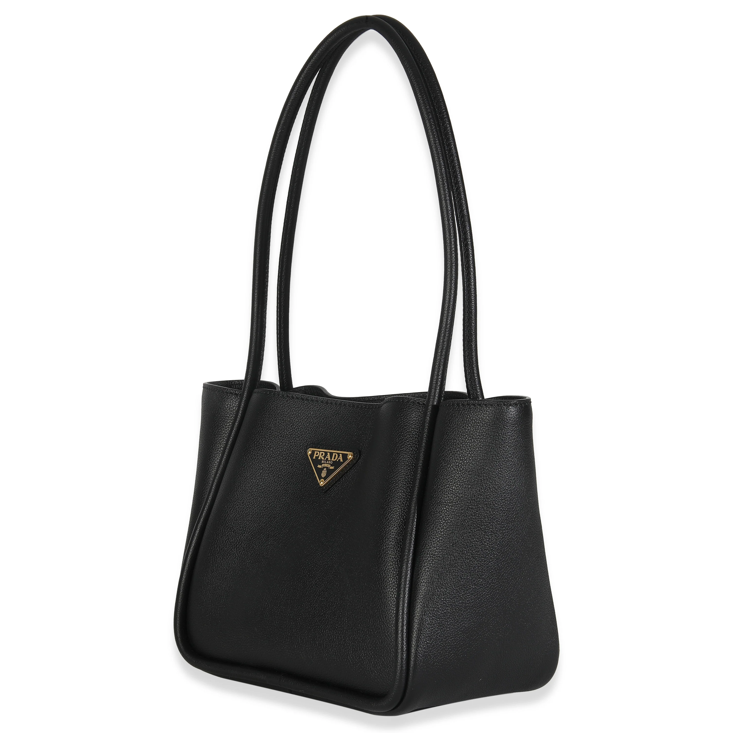Black Soft Grain Leather Mini Shopping Tote Bag - Image 2