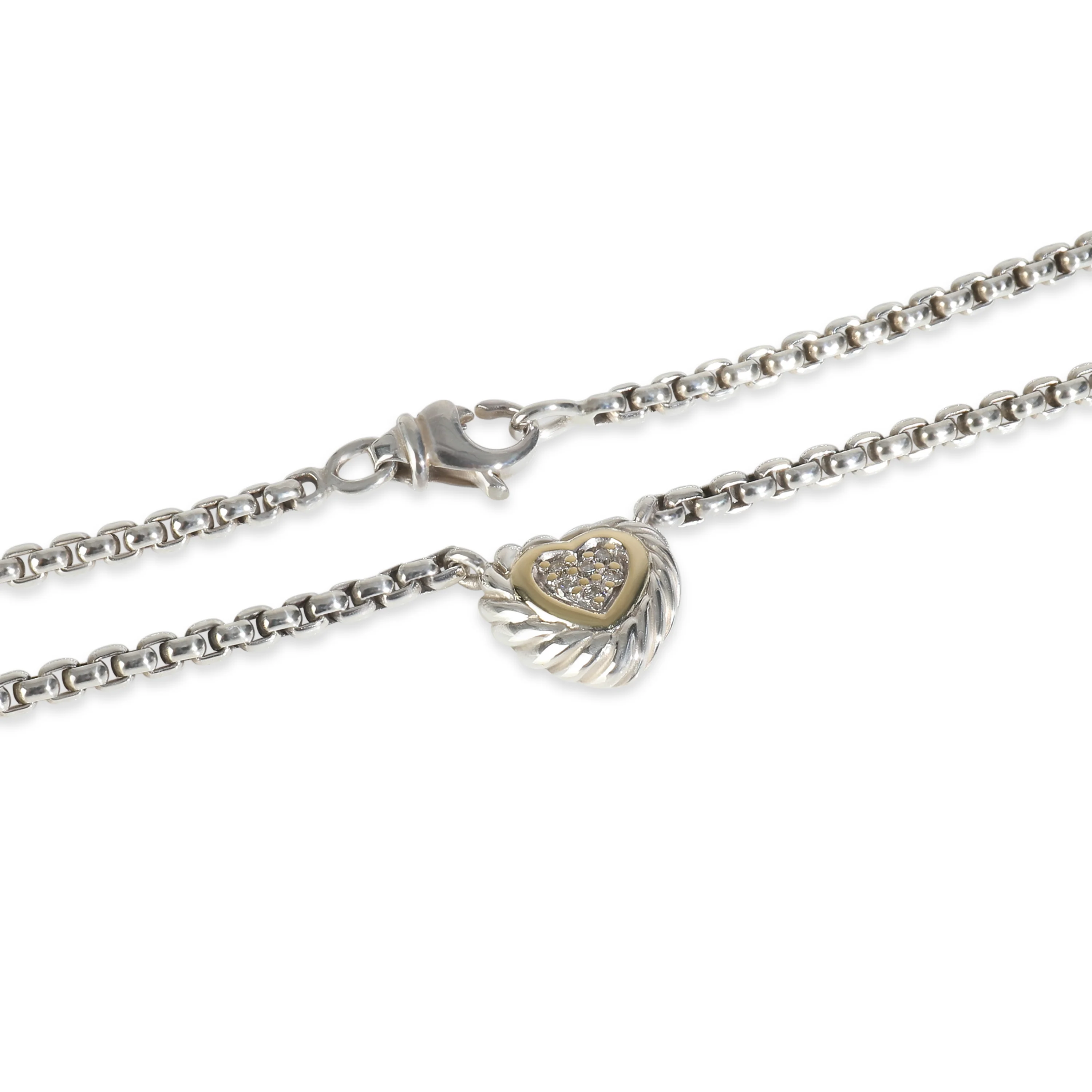 Yellow Gold & Sterling Silver Diamond Heart Cookie Necklace - Image 2