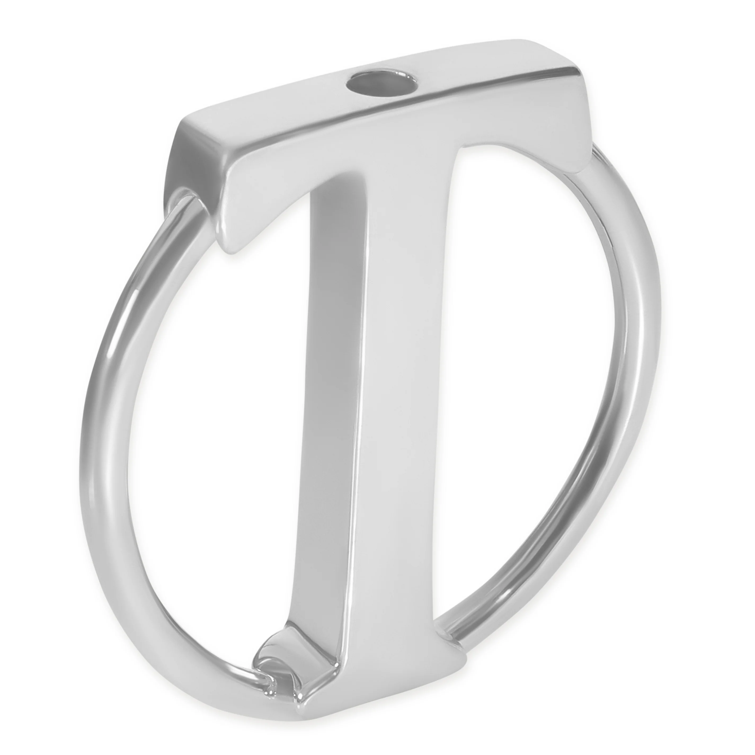 Sterling Silver T Circle Key Ring - Image 3