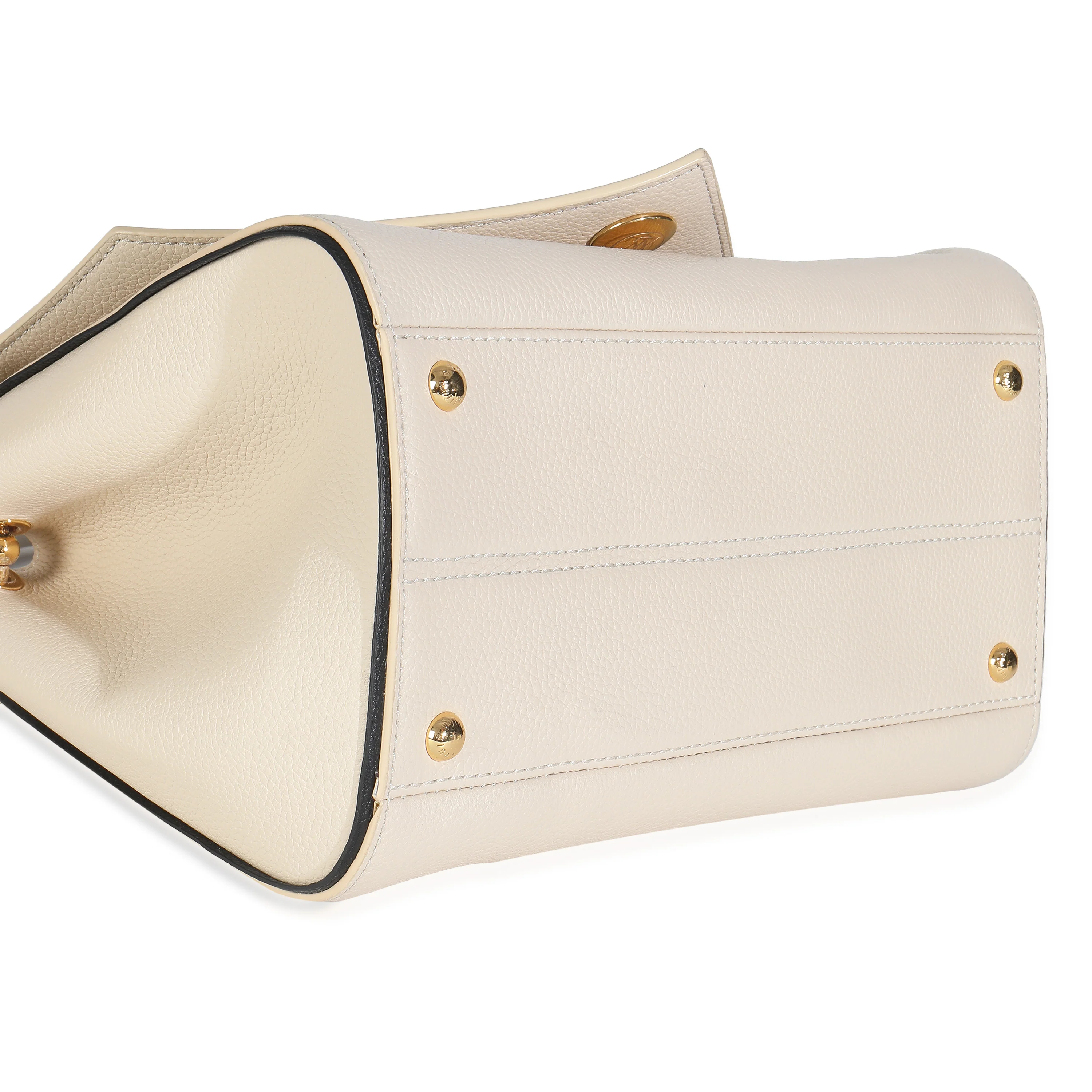 Cream Grained Calfskin Monogram Canvas Double V Tote - Image 4