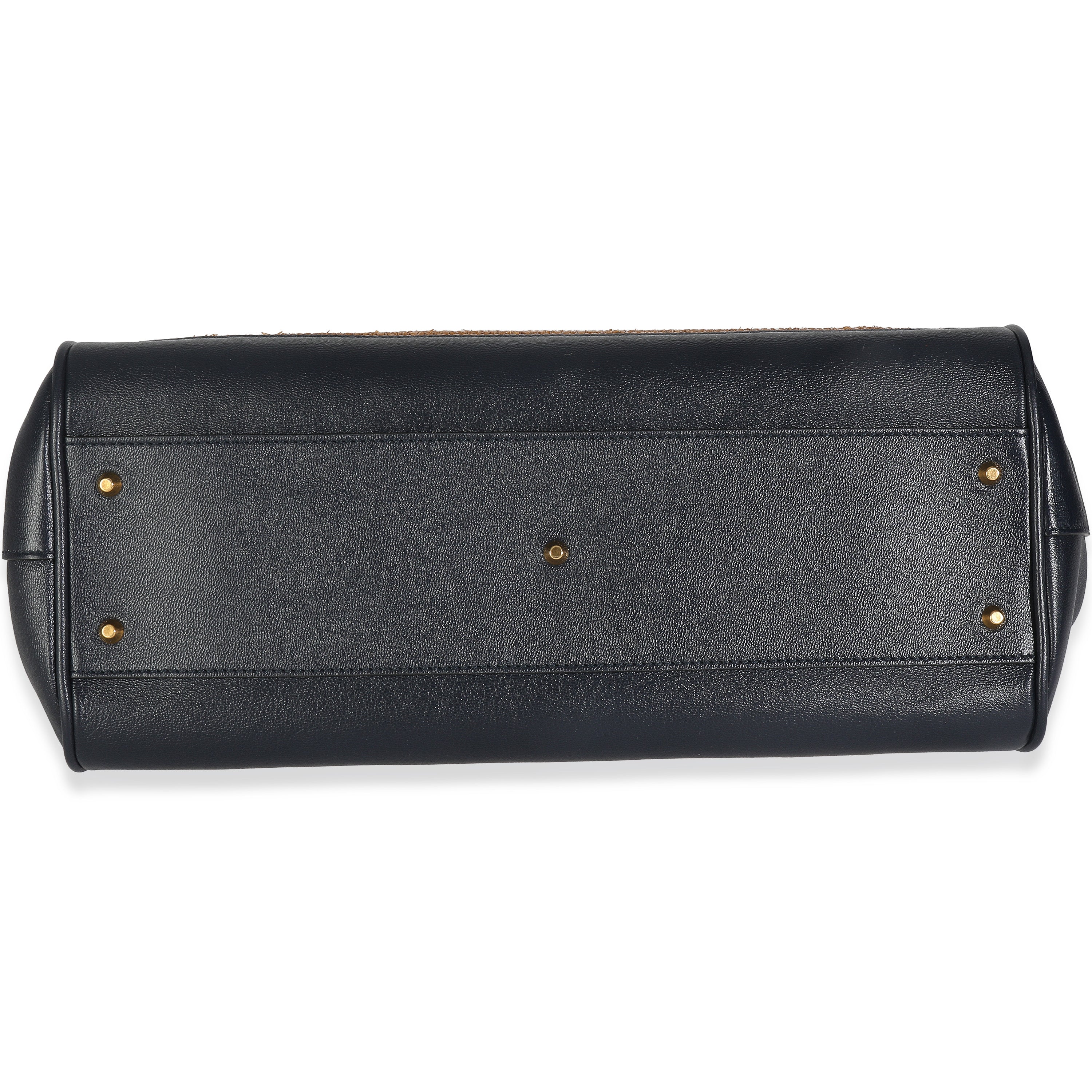 Dark Natural Blue Straw Lux New Sakai Calfskin Lux Medium Dahlia Bamboo Ba - Image 5