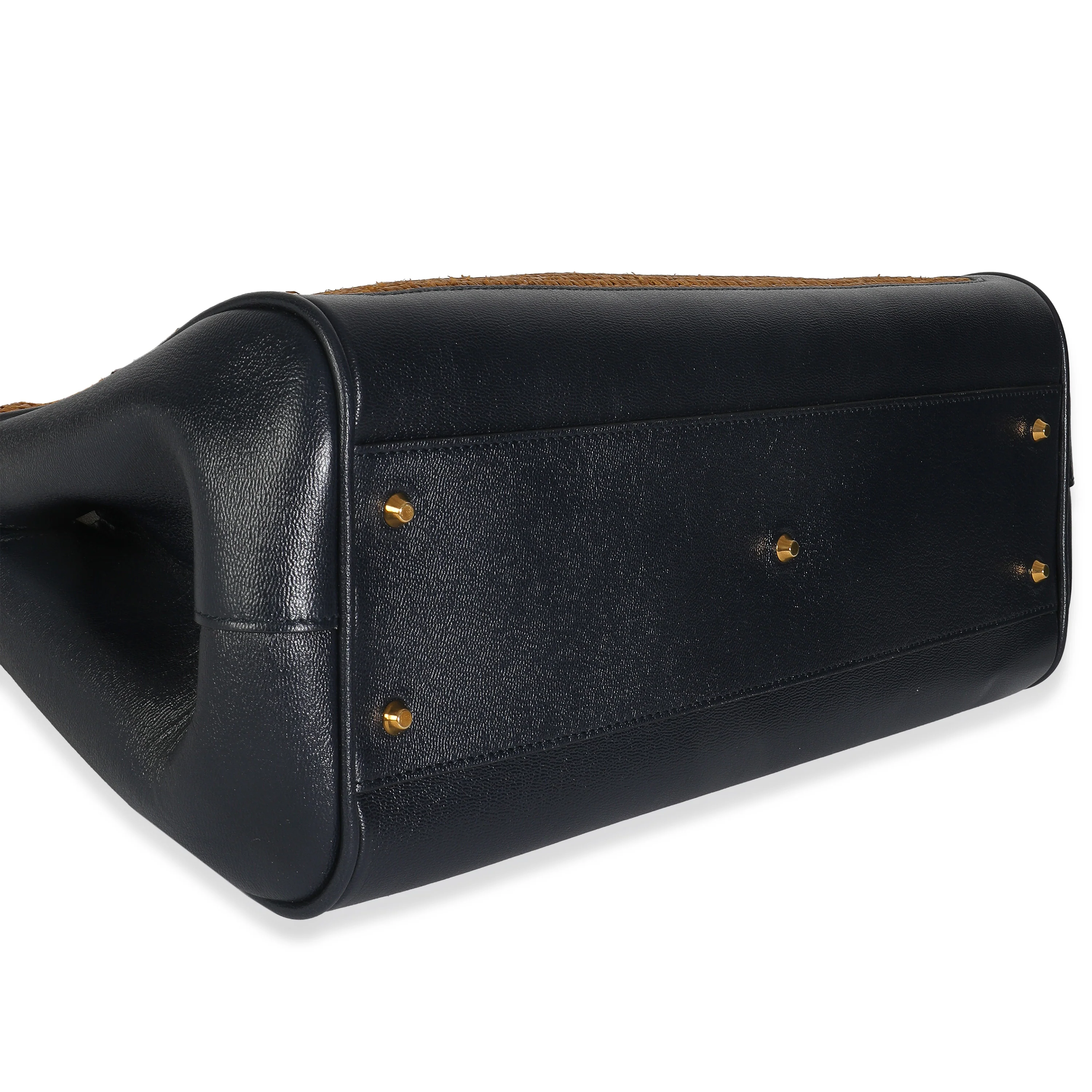 Dark Natural Blue Straw Lux New Sakai Calfskin Lux Medium Dahlia Bamboo Ba - Image 7