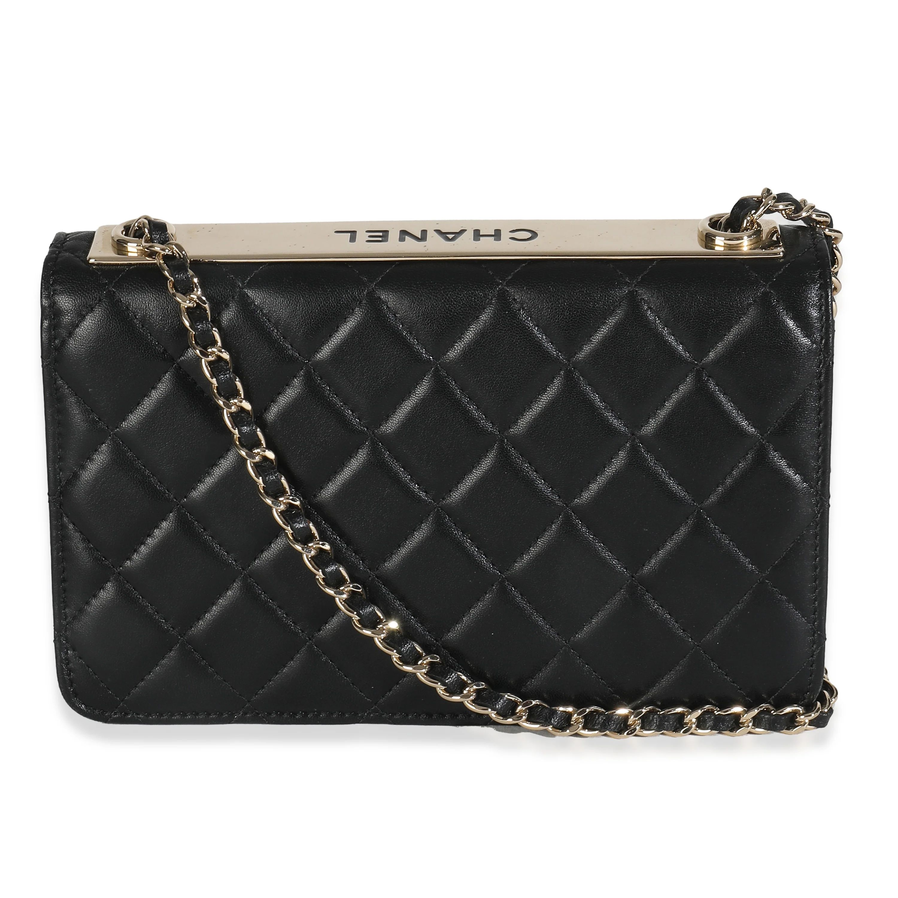 Black Quilted Lambskin Trendy Wallet On Chain - Image 4