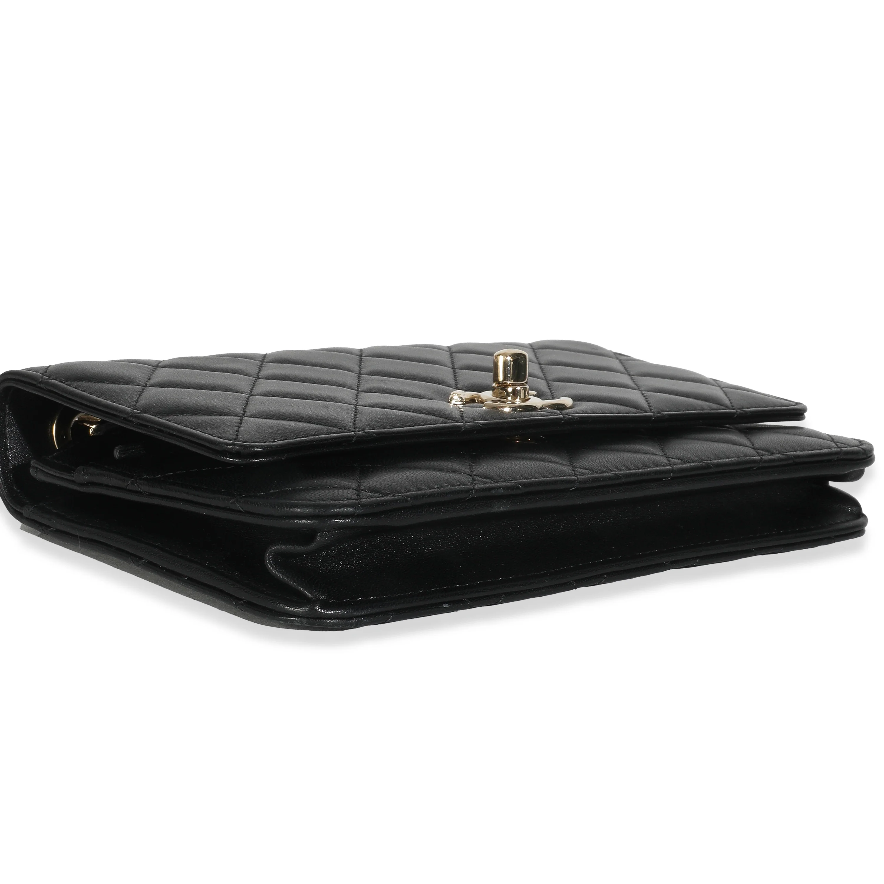 Black Quilted Lambskin Trendy Wallet On Chain - Image 6