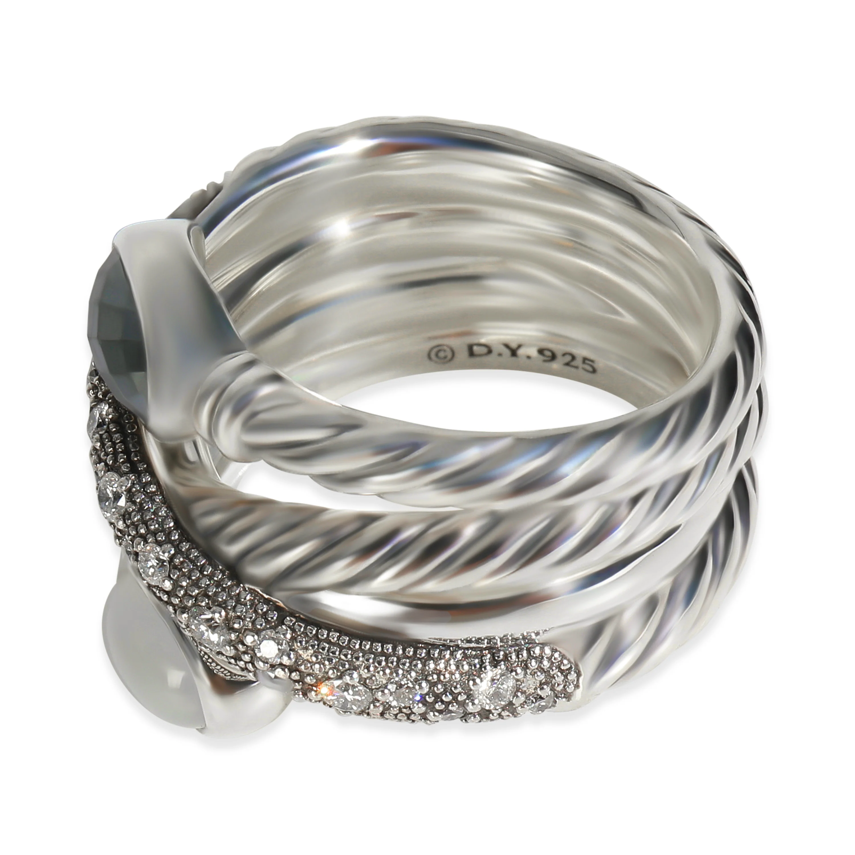 Sterling Silver Hematite and Diamond Grisaille Crossover Ring - Image 3